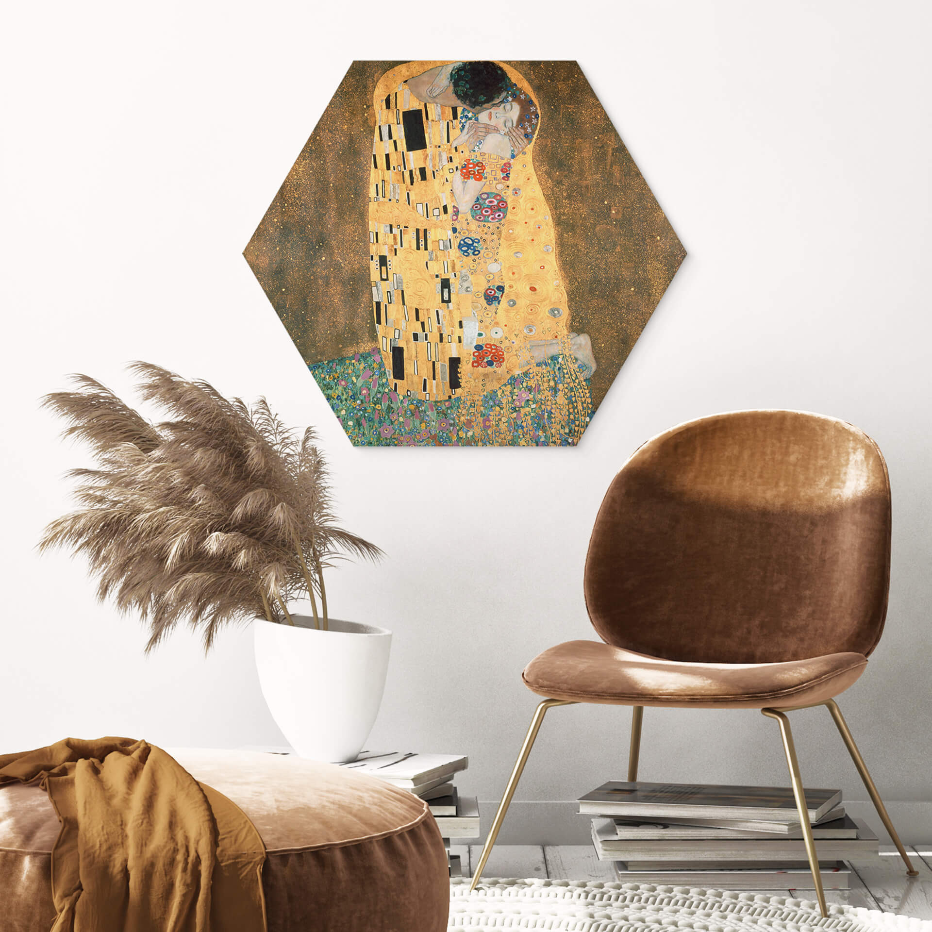 Hexagon Dibond Klimt - the Kiss