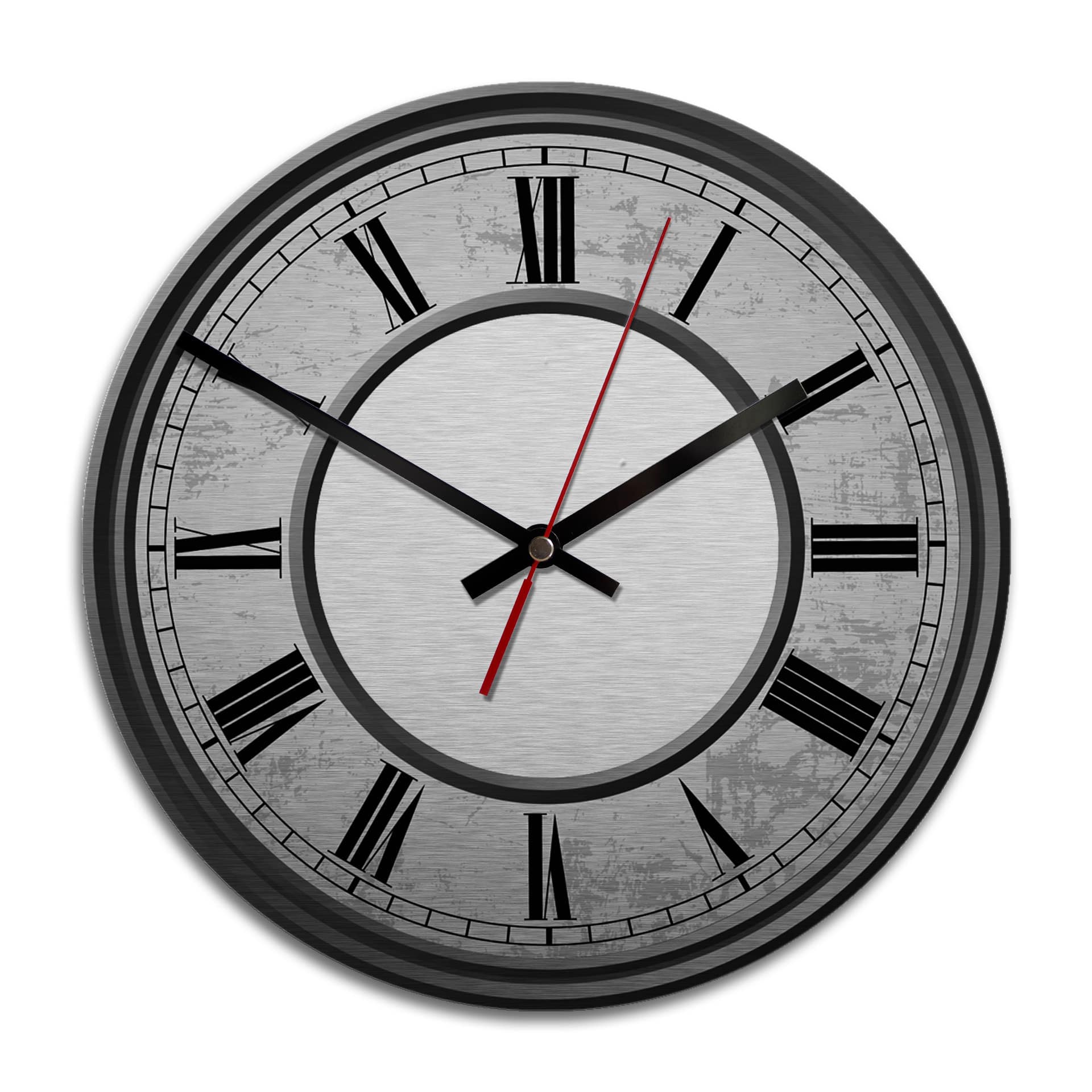 Wandklok Alu-Dibond met Zilvereffect Vintage 03