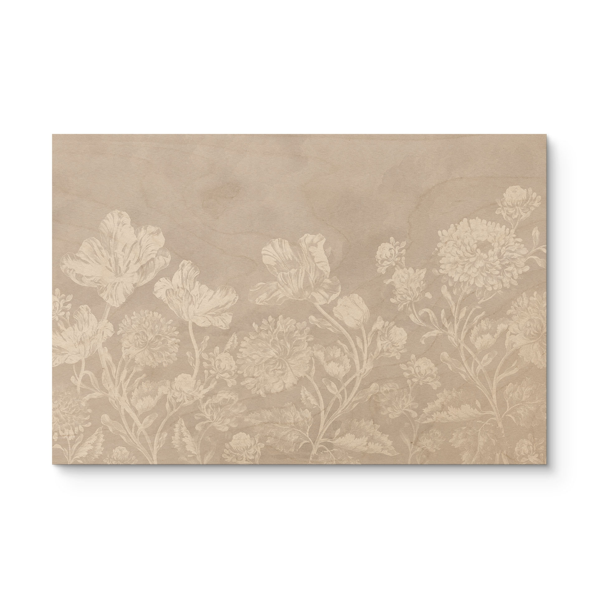 Obraz drewniany kwiaty w kolorze kredowego beżu - Bloomery Decor