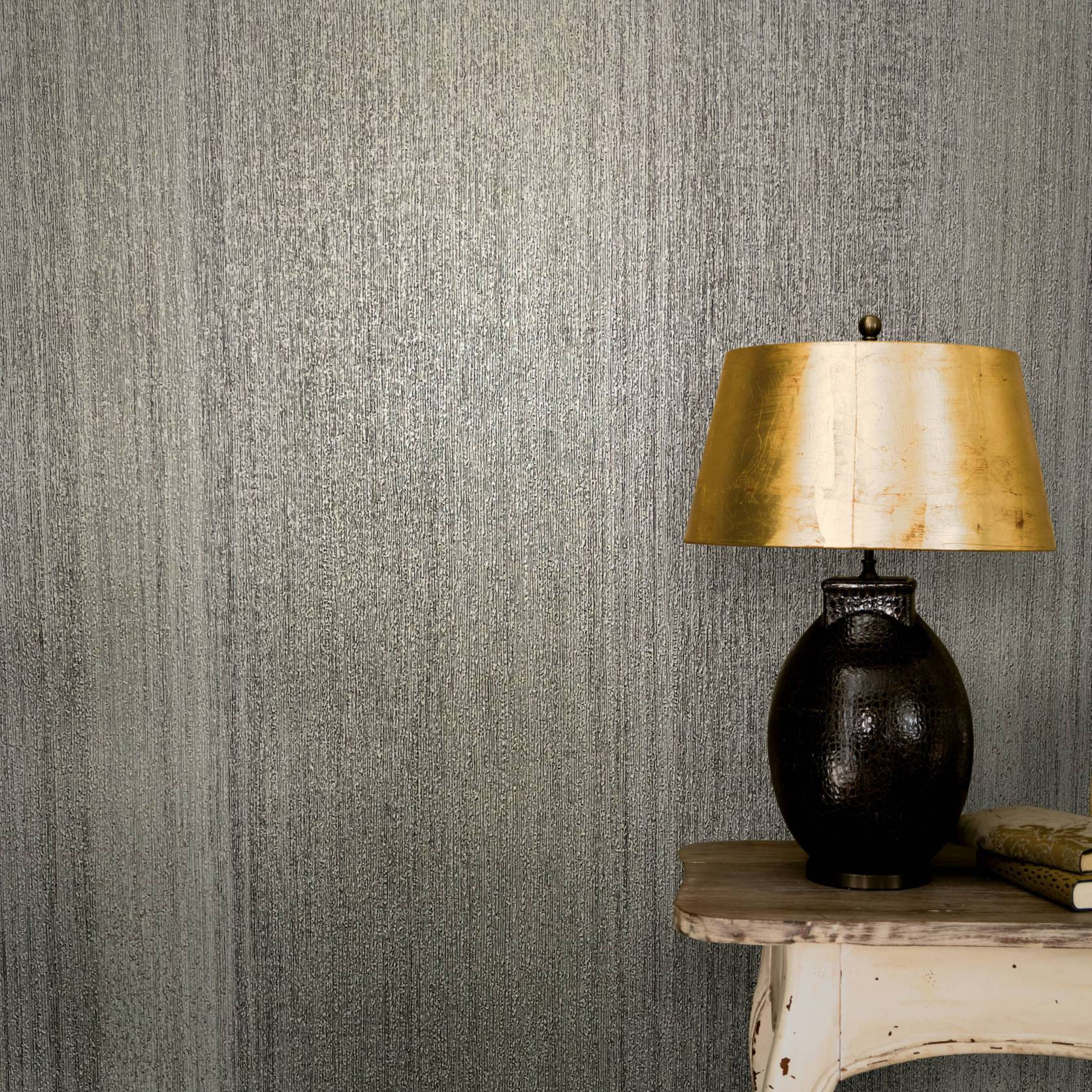 Vinyl behang, vliesbehang vintage deluxe grijs, goud