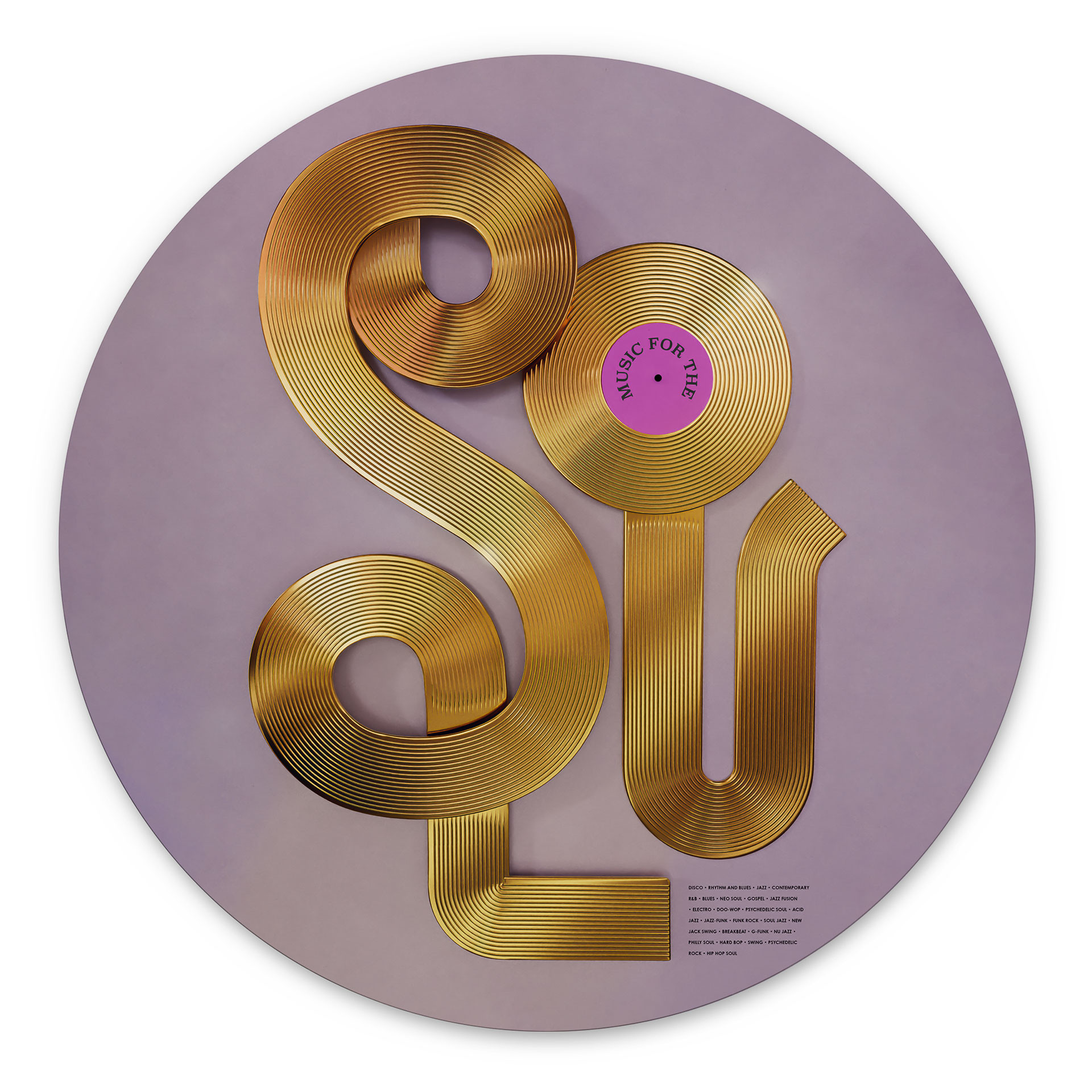 Wandbild Soul trifft auf Vinyl - Musik für die Seele - Harrison - Alu-Dibond - Rund