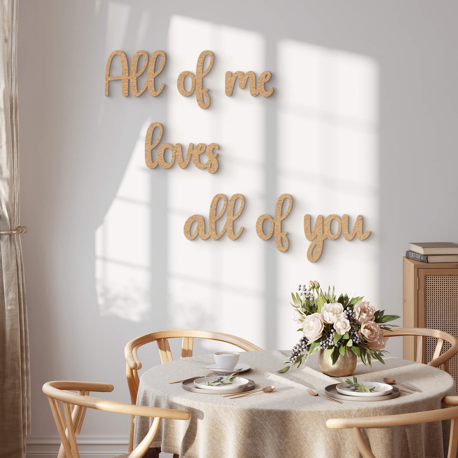 Dekoracja drewniana napis 3D All of me loves all of you - MDF natura