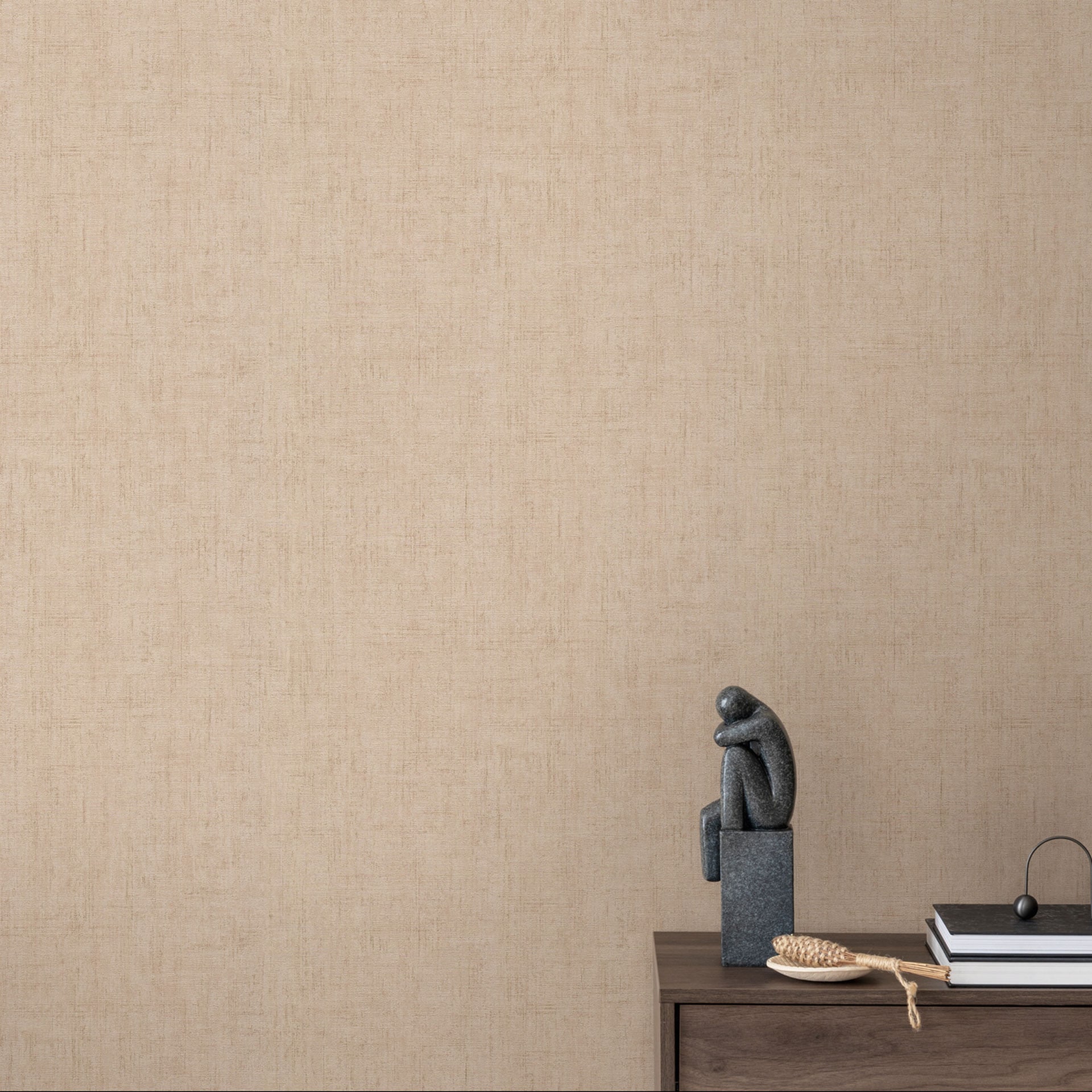 Textuurbehang met een roze-beige textiellook - modern, discreet Vliesbehang
