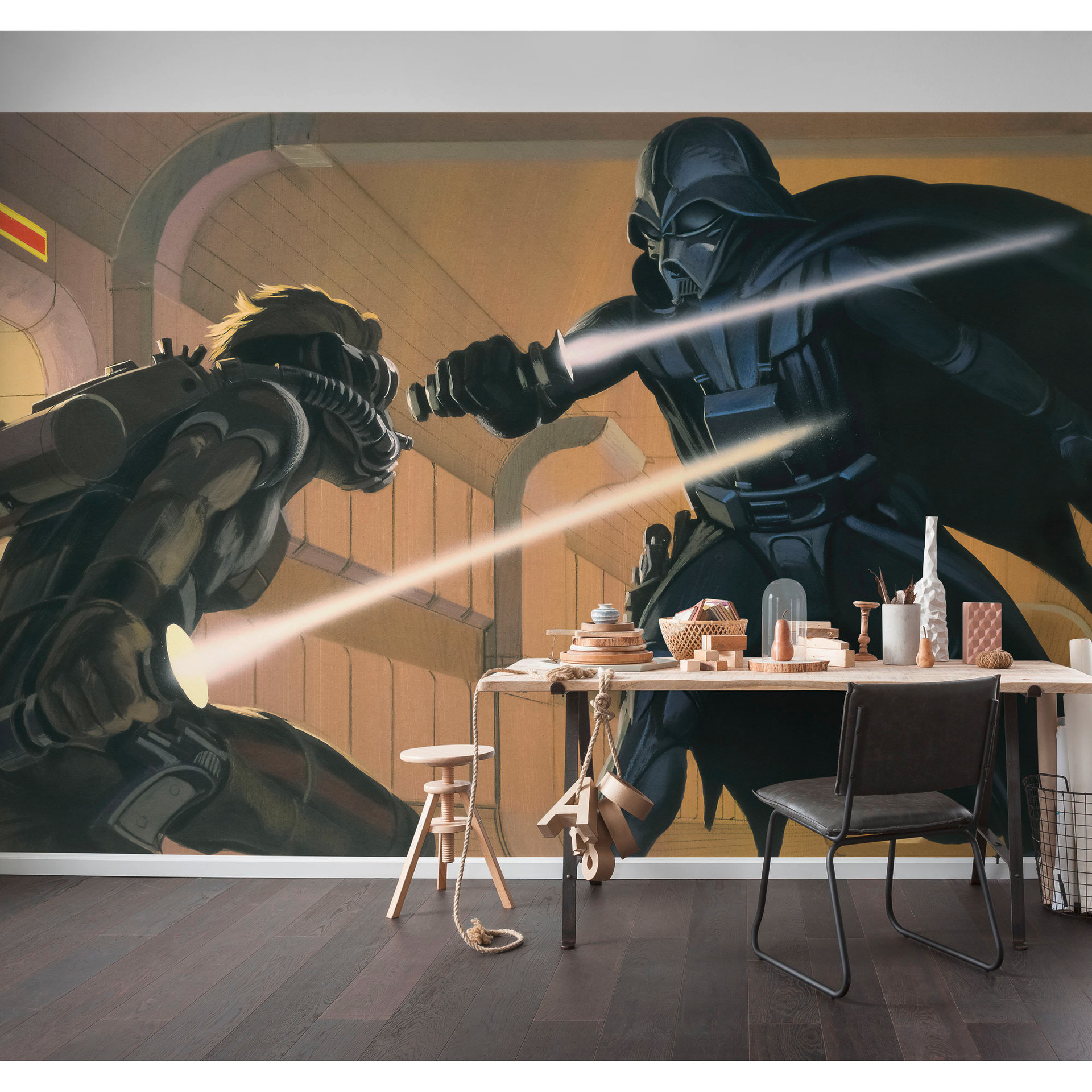 Vlies Fototapete - Star Wars Classic RMQ Vader vs Luke - 500 x 250 cm