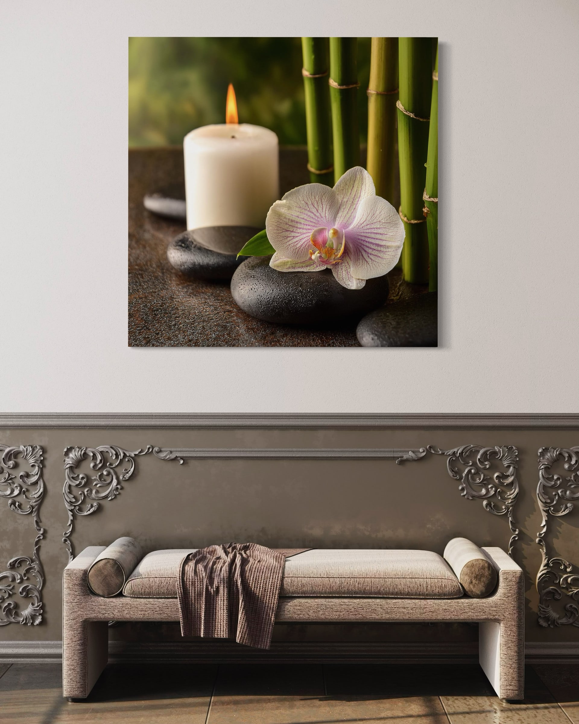 Leinwandbild Steine Bambus Orientalisch