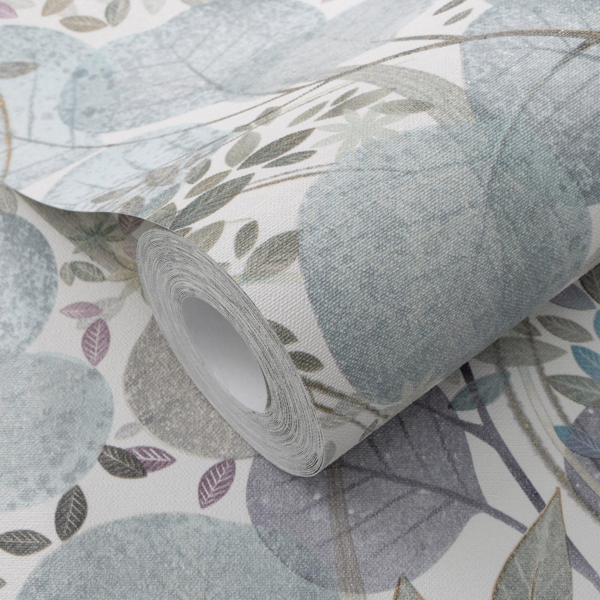 Vliesbehang, bladmotief behang Secret Garden turquoise