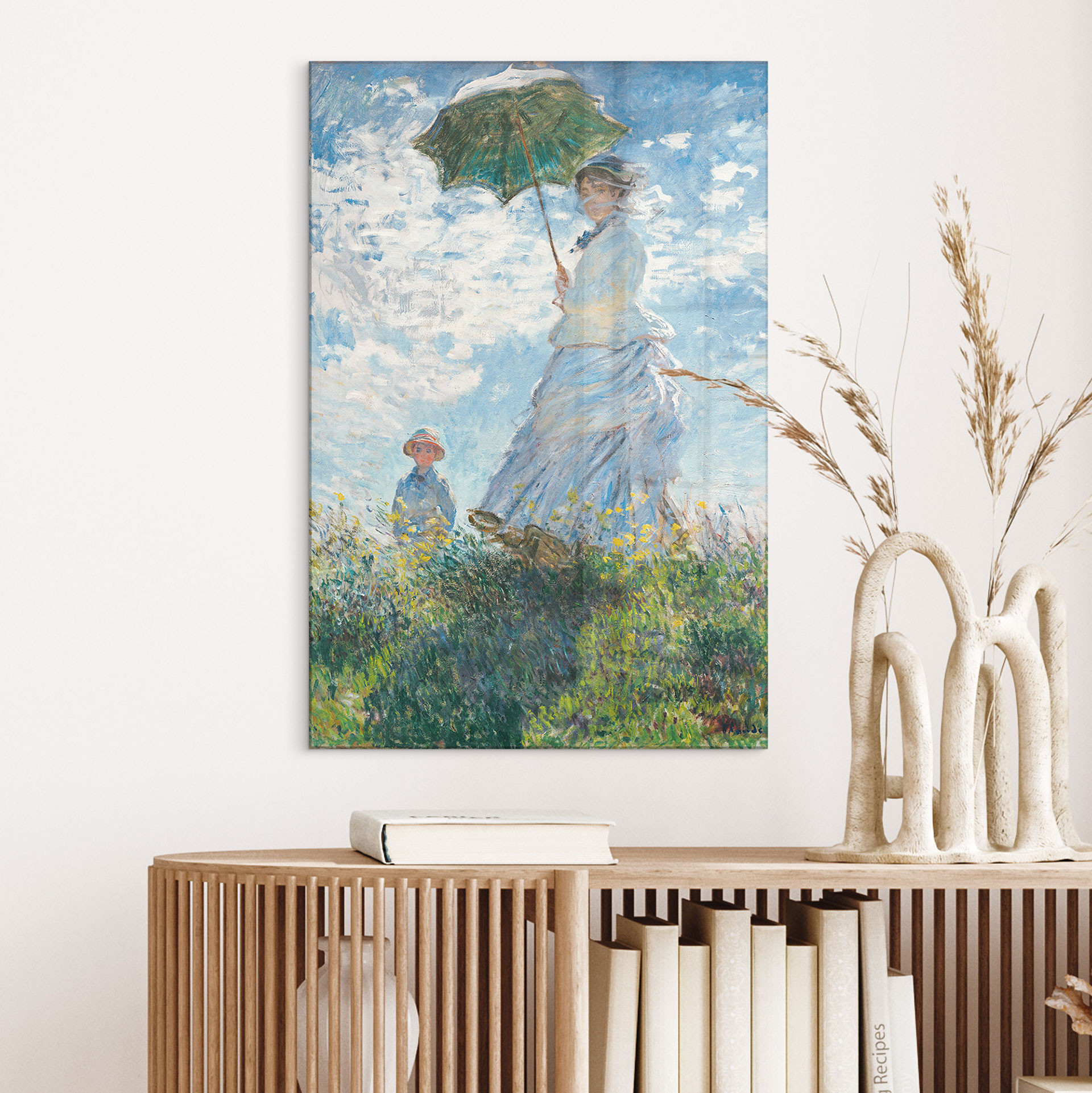 Akrylbillede Monet - Kvinde med parasol - Madame Monet og hendes søn