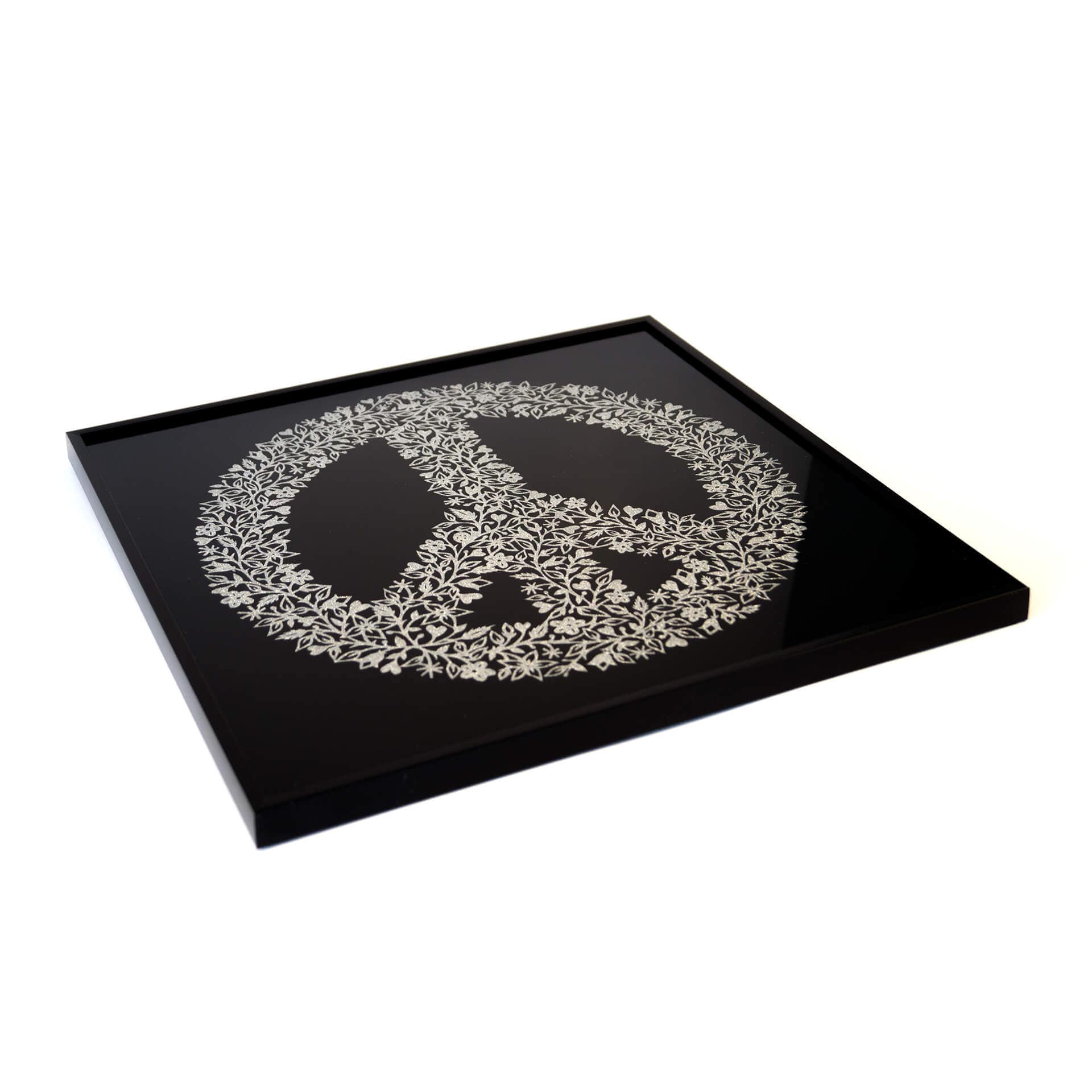 Wanddecoratie Peace Sign - zilver glitter