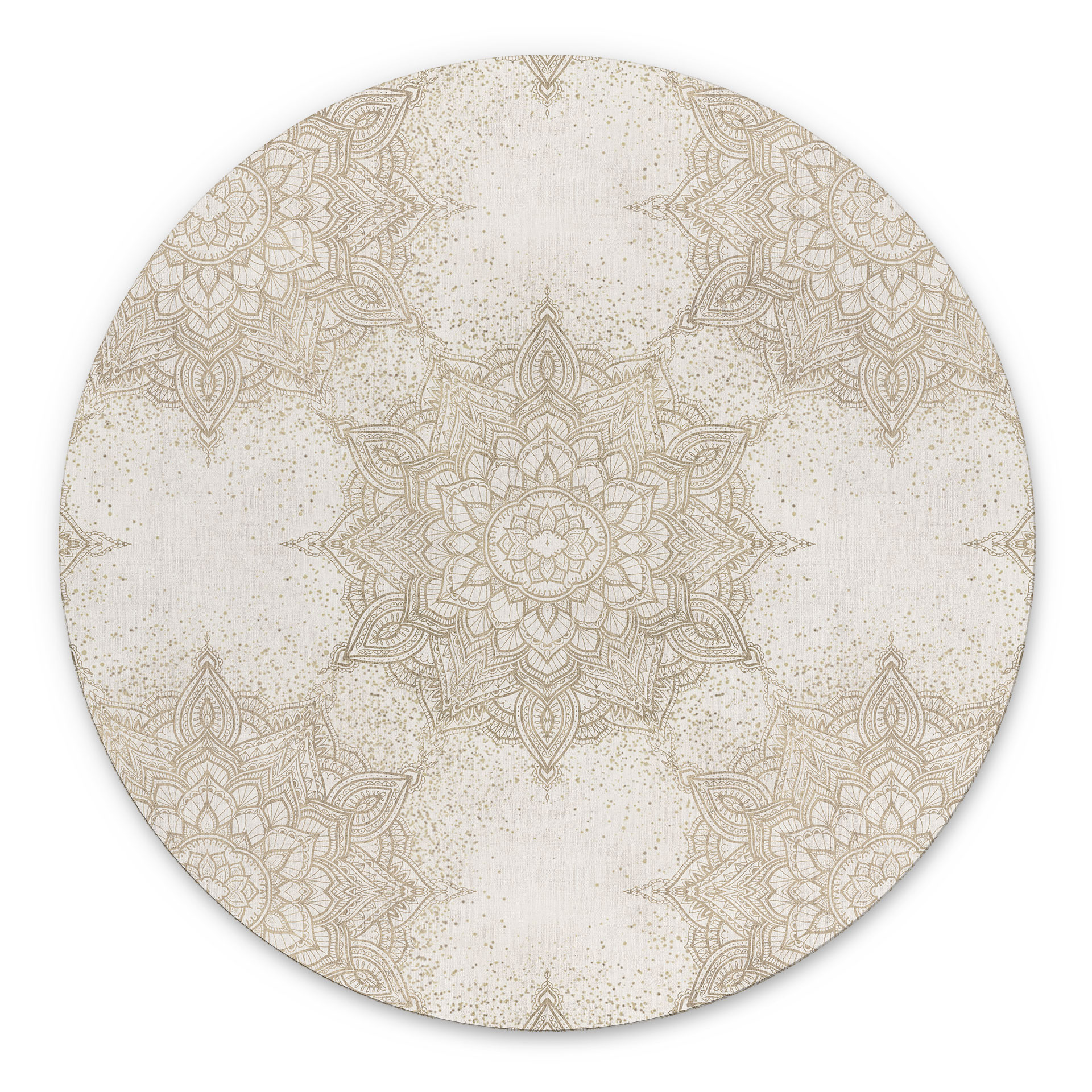 Billede Elegant mandala i sandguld - Bloomery Decor - rund – print på aluminium (Alu-Dibond)