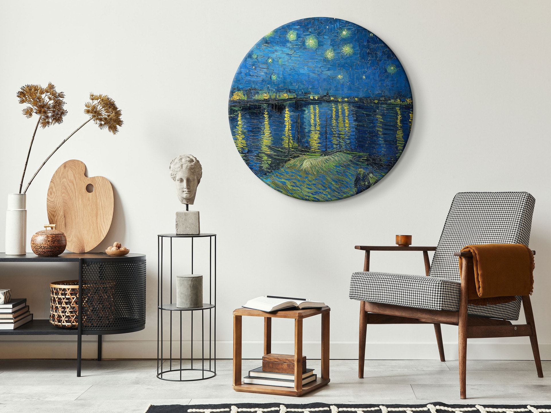 Rundes Leinwandbild van Gogh - Sternennacht über der Rhône