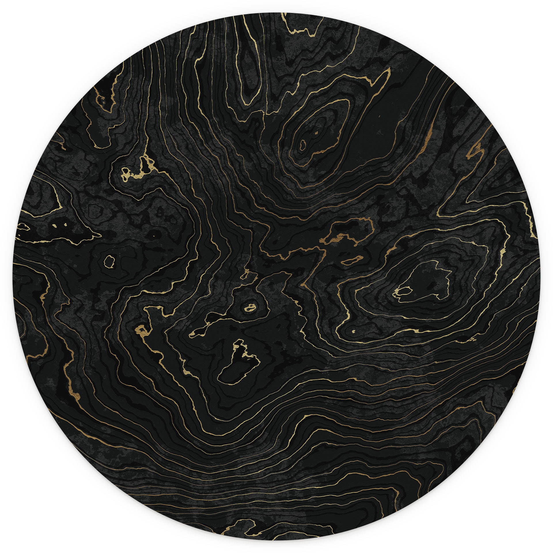 Fotobehang Abstracte lijnen zwart-goud - Amini - Rond - Zelfklevend/niet-geweven