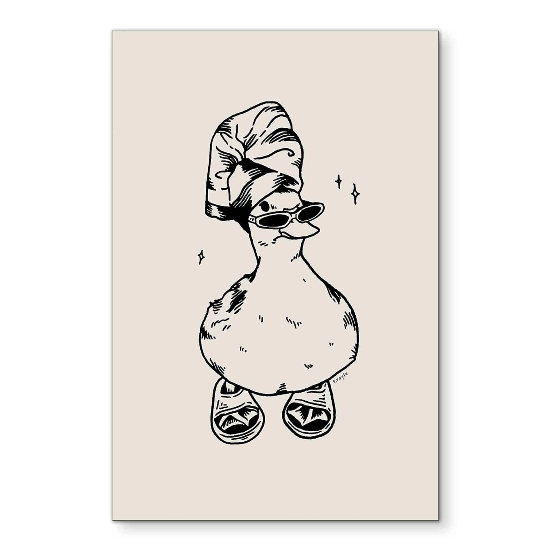 Wandbild Coole Spa-Ente mit Sonnenbrille - Royle - Alu-Dibond