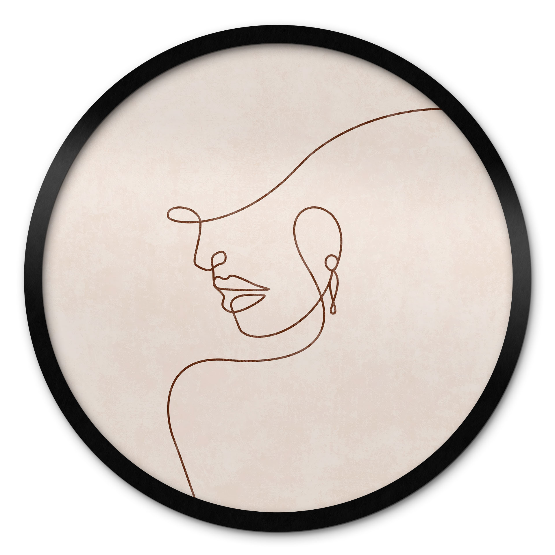 Poster Délicats contours d'une femme - Line Art - Tunaboylu - Rond