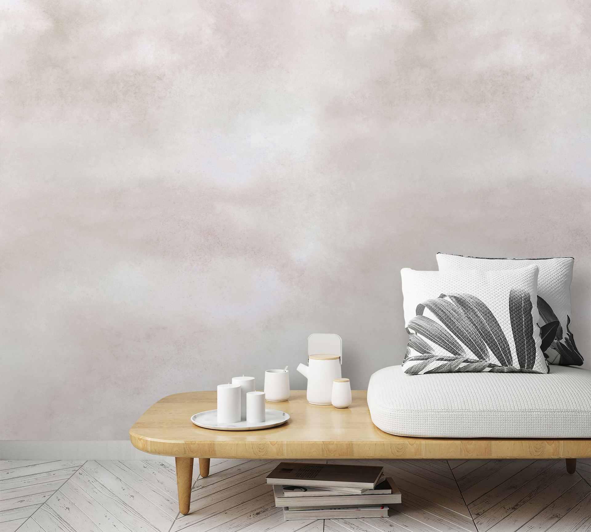 Fotobehang met hemel en wolken, beige effen 2.70 x 2.12 m