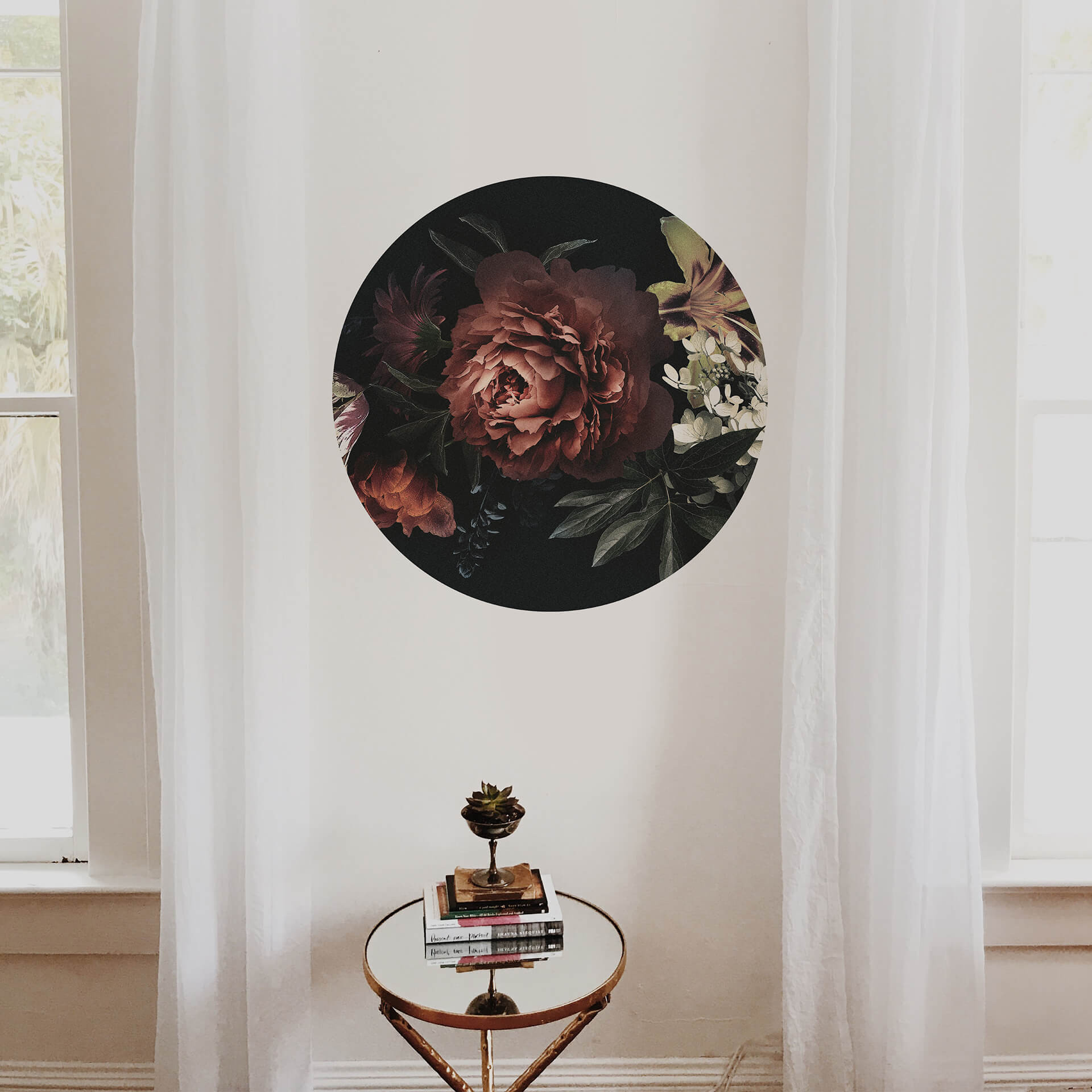 Wandtattoo Blumenbouquet Rot - Rund