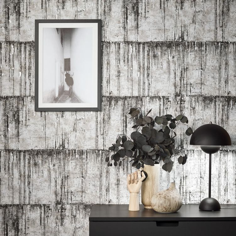 Structuurbehang Natural Opulence zwart, wit
