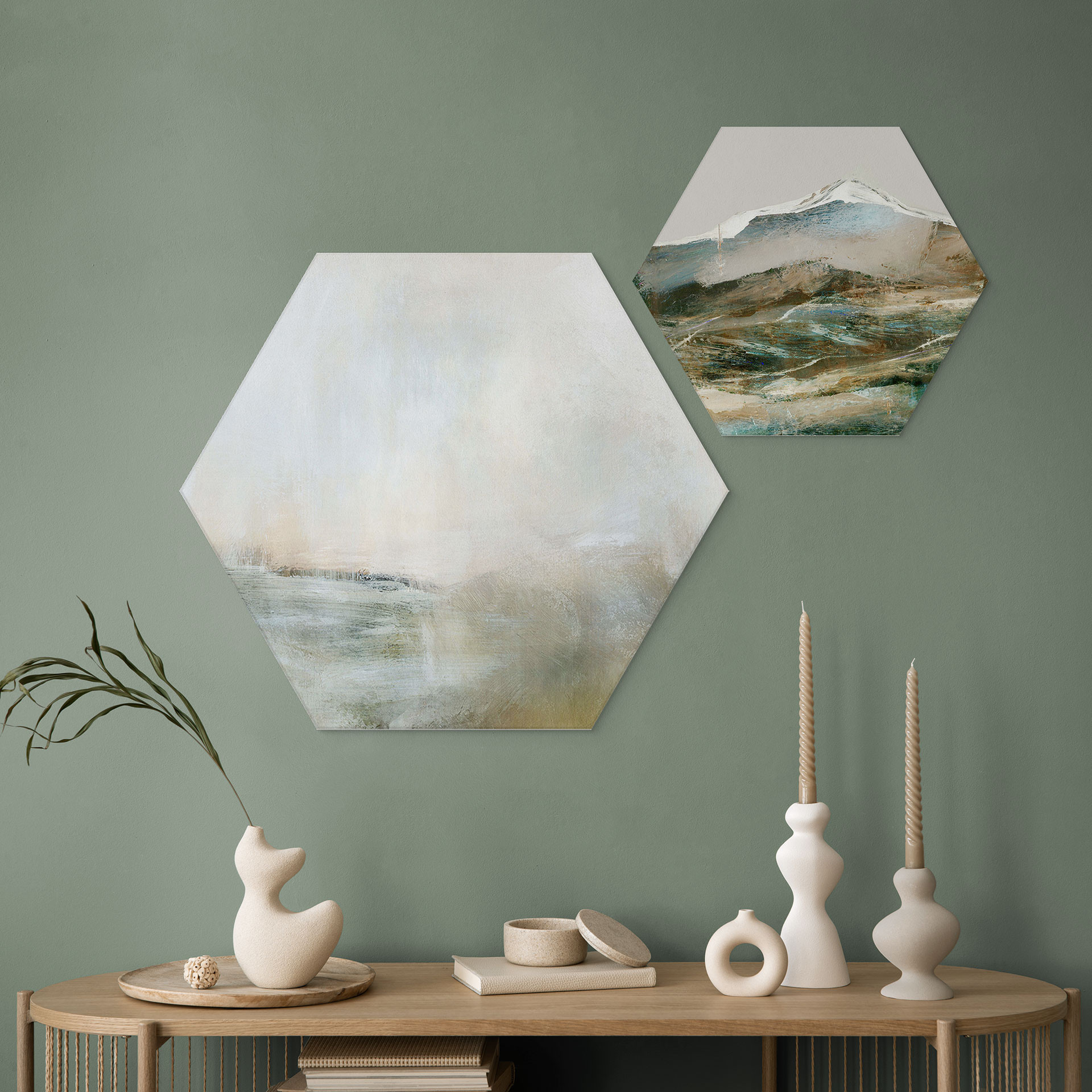 Hexagon Dibond Gyldent abstrakt - Hobday