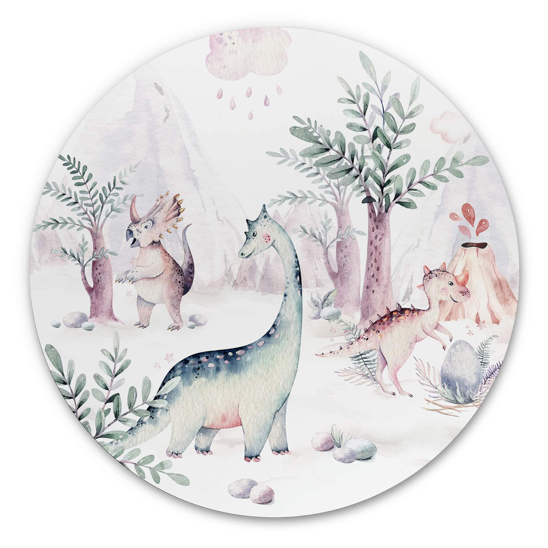 Tableau en alu-Dibond Kvilis - Le monde des dinosaures - Rond