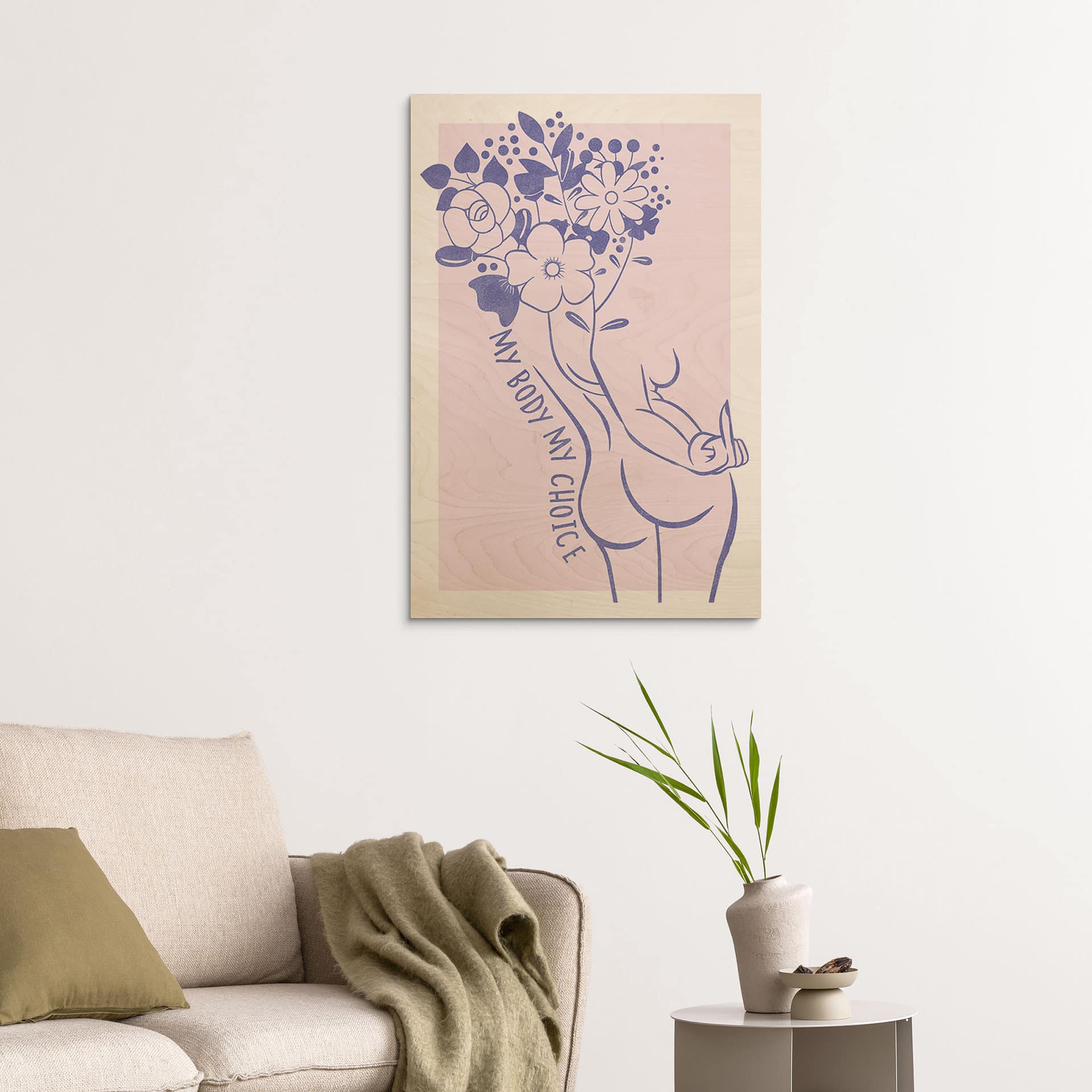 Obraz drewniany Body Positivity - Line Art Floral