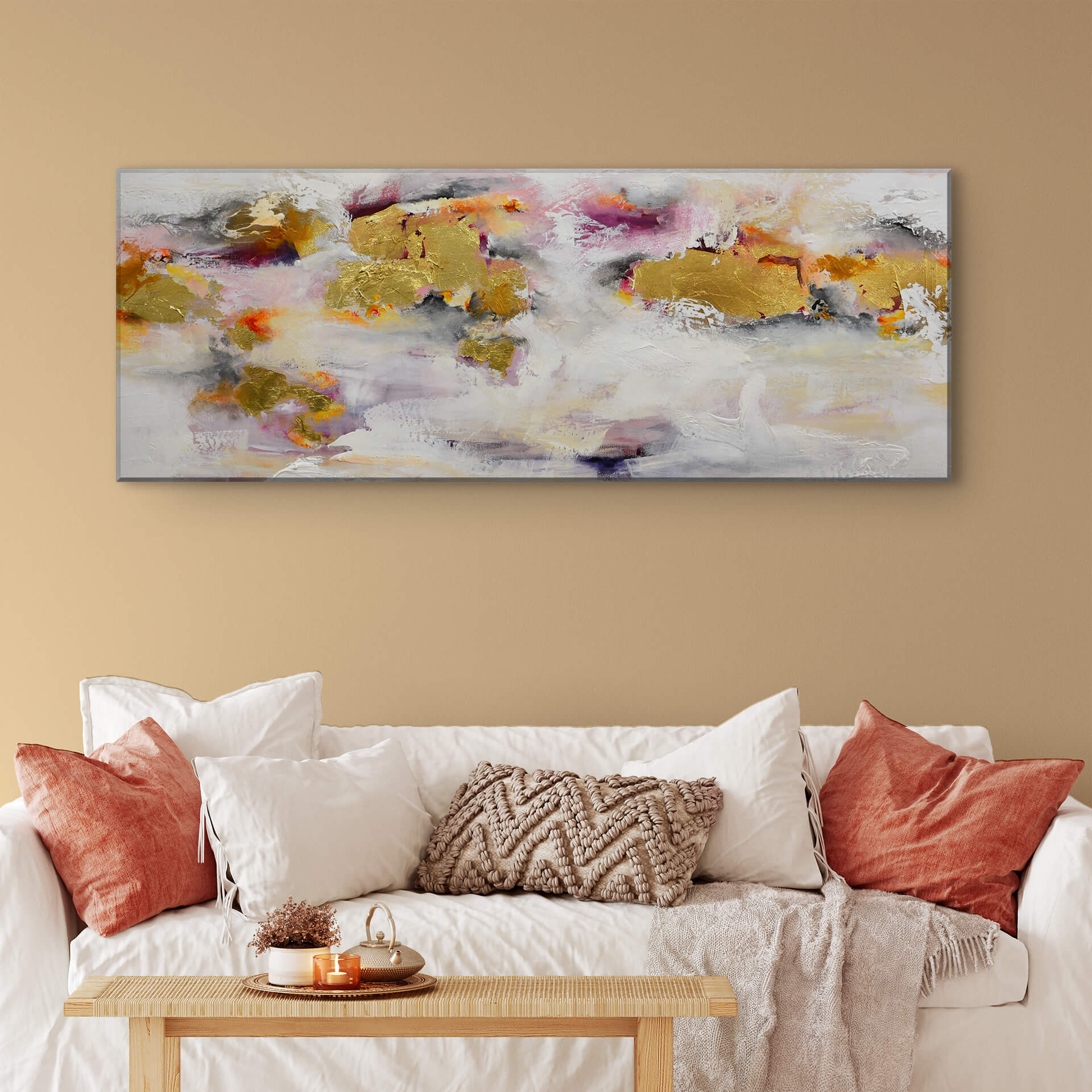 Acrylglasbild Fedrau - Goldfarbene Elemente - Panorama