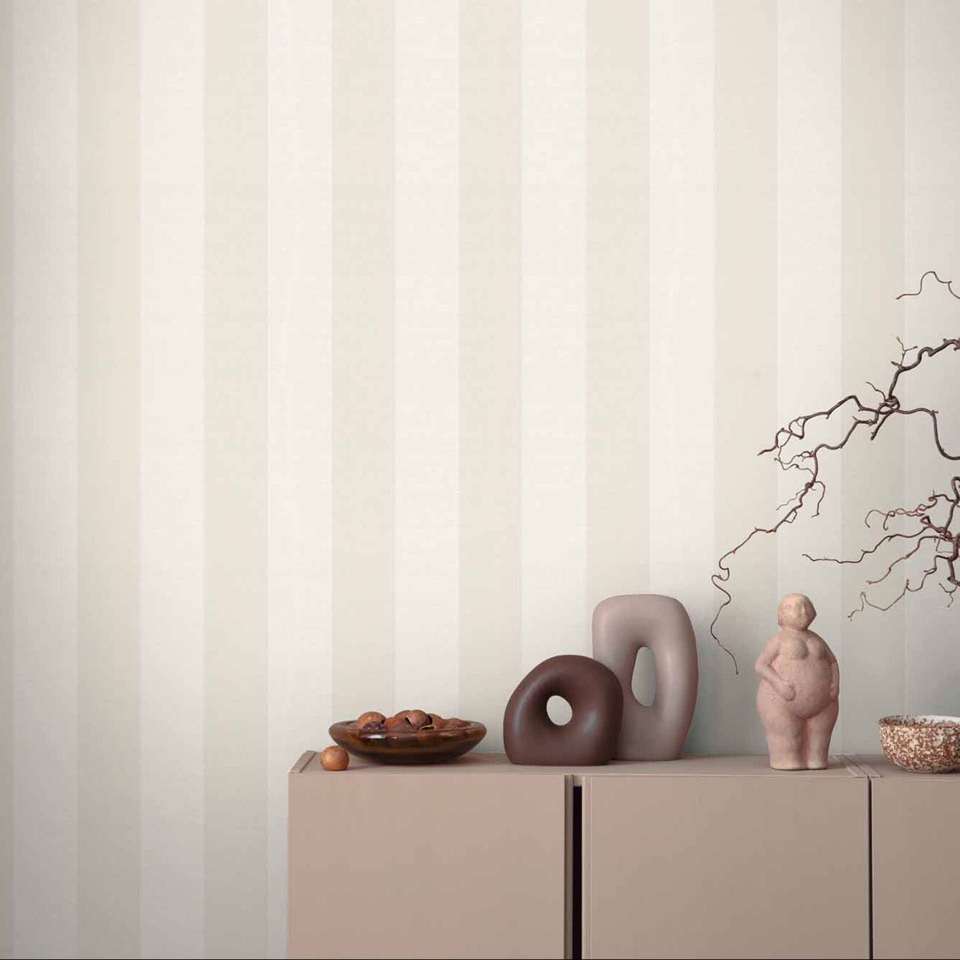 Strepen behang wit beige - vliesbehang kunstbehang A.S. Création - mat en licht getextureerd