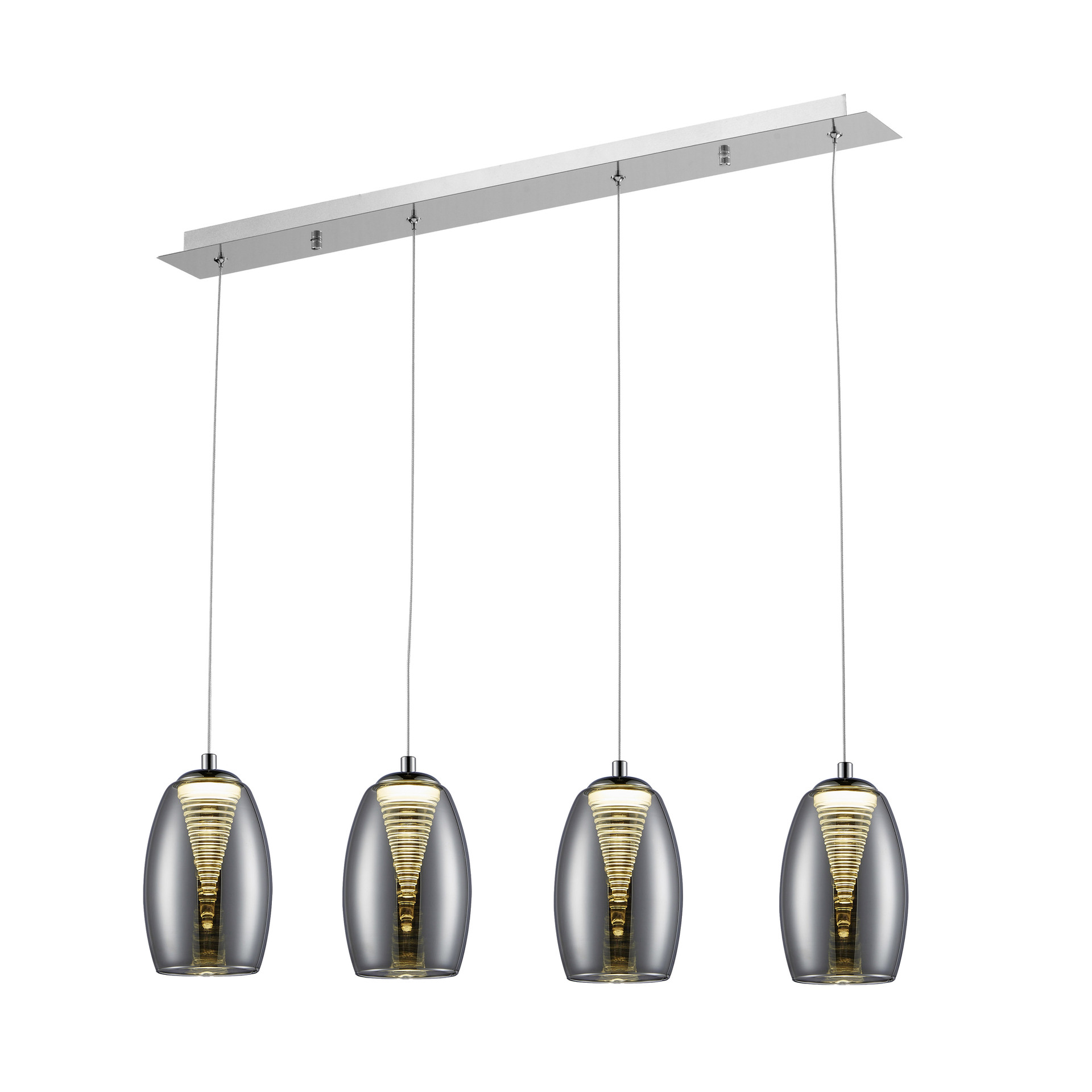 Pendelleuchte Linn, grau, 121 x 72 cm, Glas Pendellampe, dimmbar