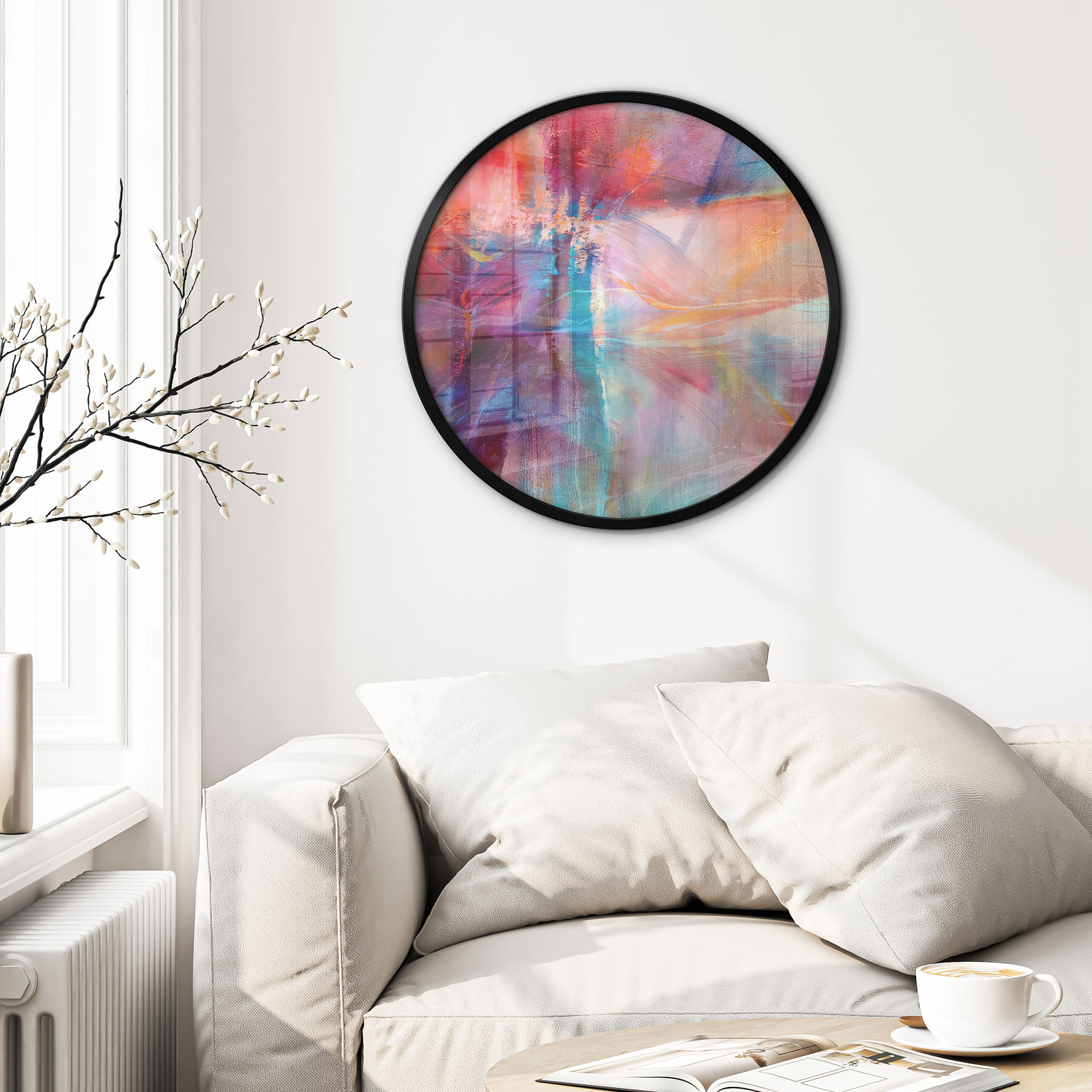 Poster Douce brume de couleur en mouvement - Schmucker - Rond