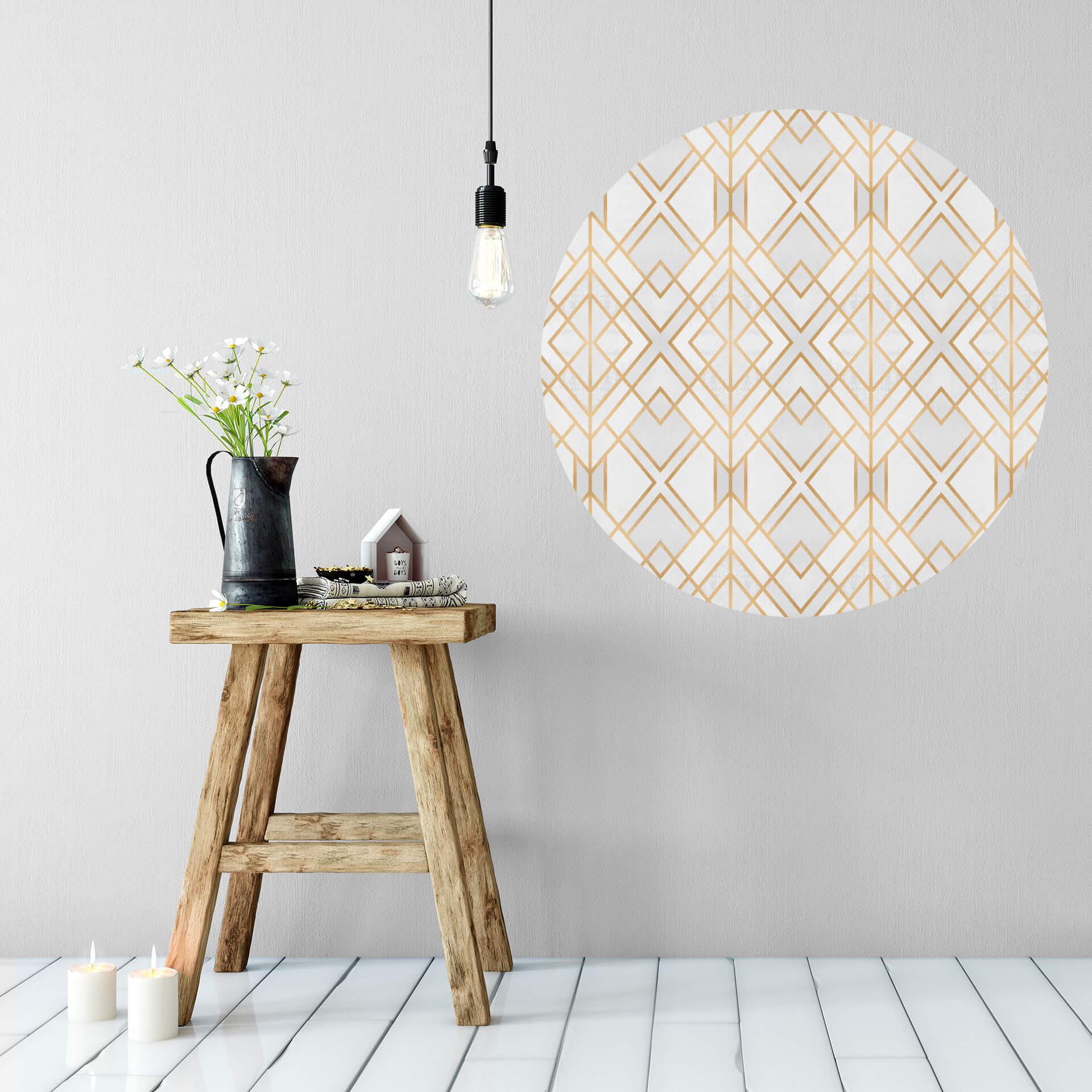 Wandtattoo Fredriksson - Art Deco: Goldene Geometrie - rund