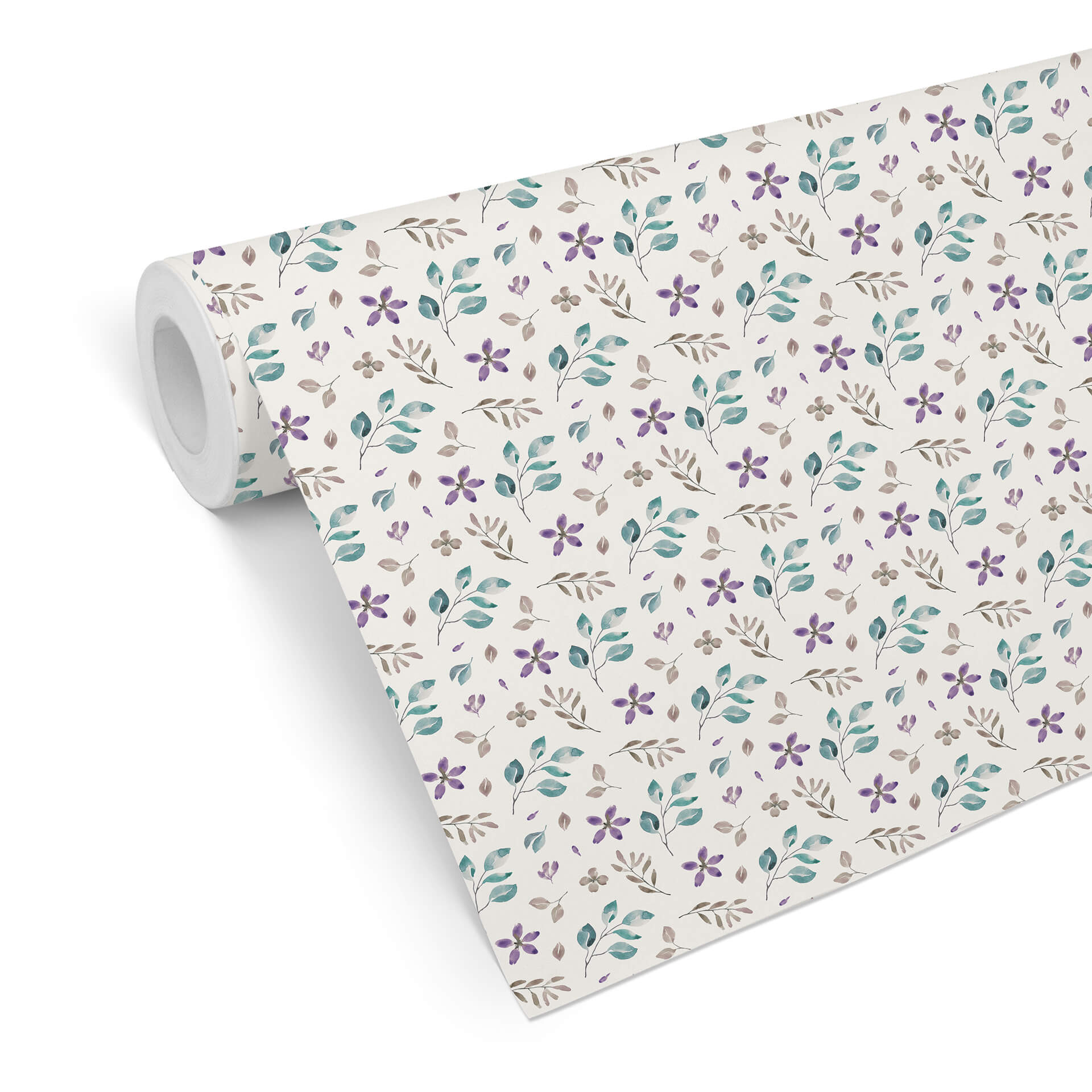 Tapet med mønster - akvarelblomster 01 - violet