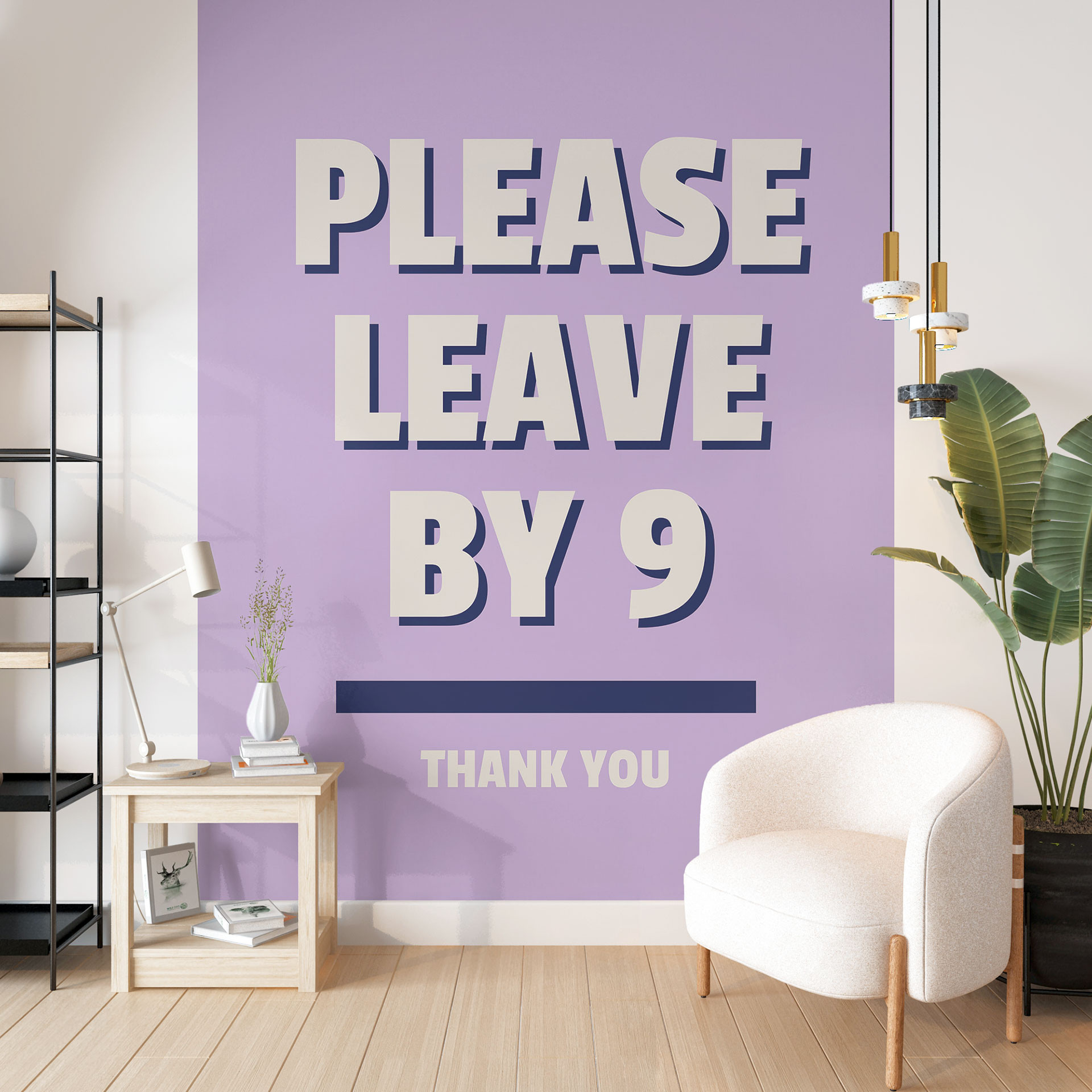 Fotobehang Please leave by 9 - Fritsch