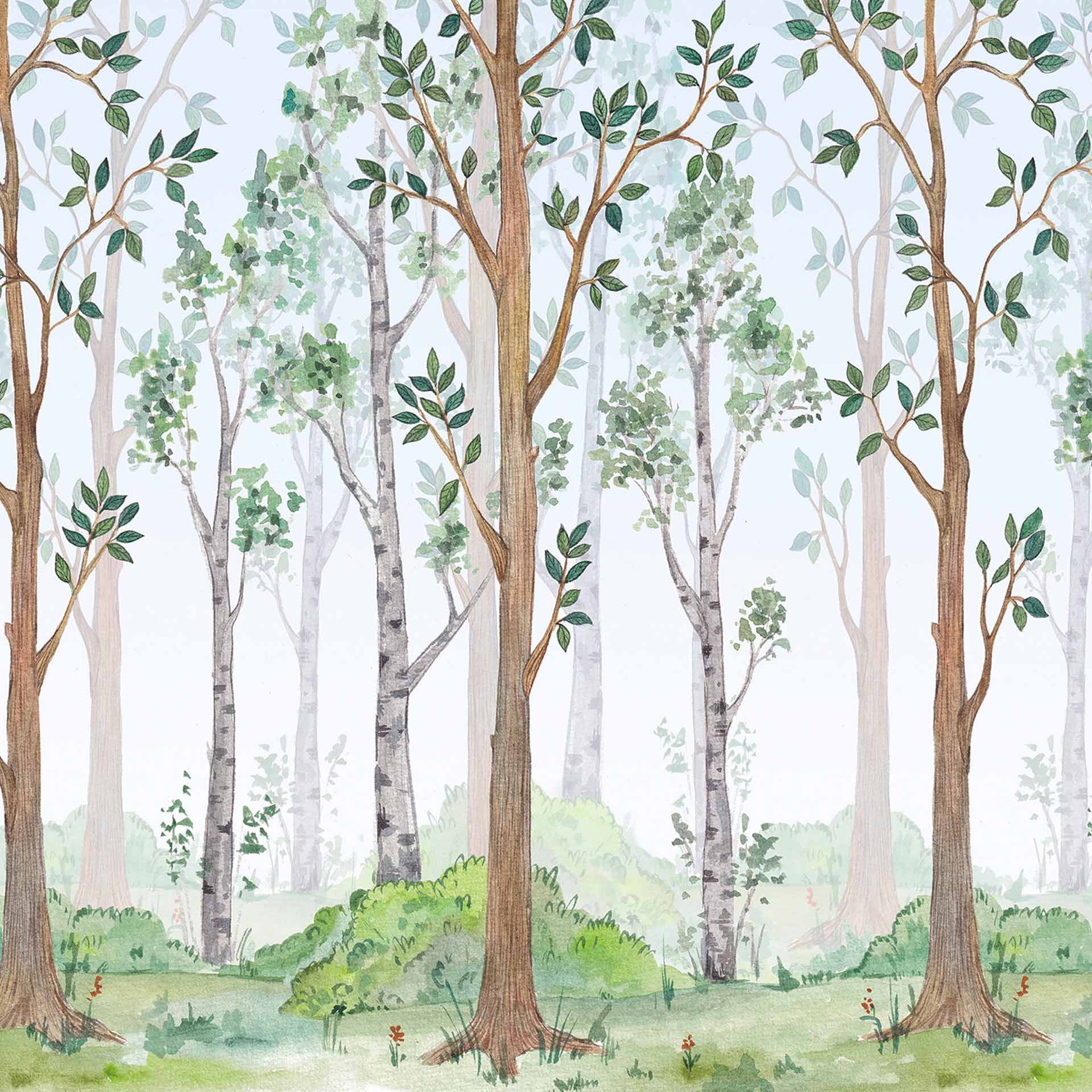 Bos bloemen behang in grijs bruin - vliesbehang Designwalls 2 - 2,55 x 3,5 m