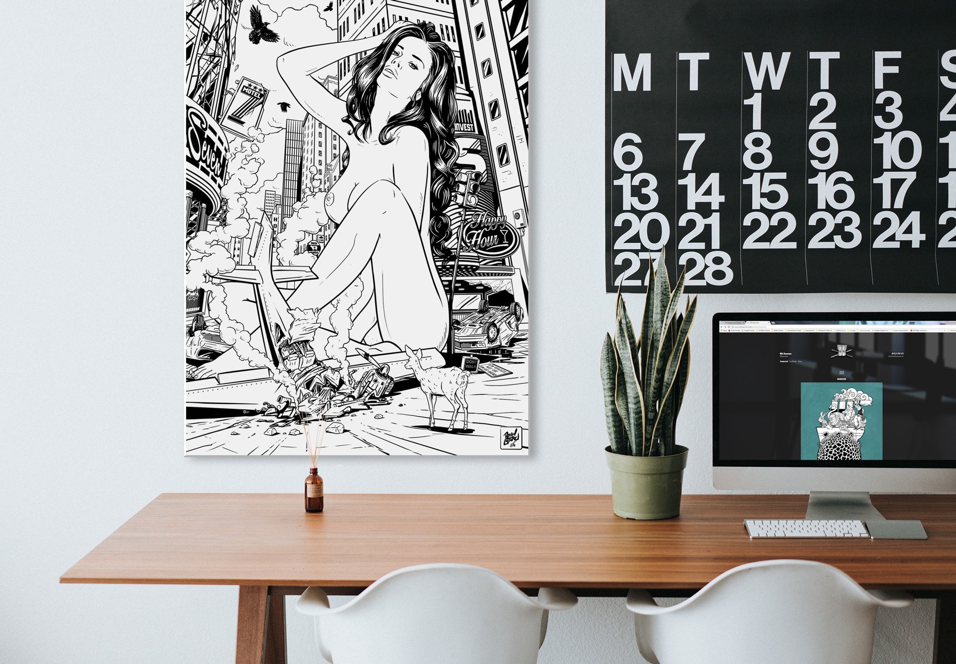 Wandbild Drawstore - Desaster Pin Up Plane Crash
