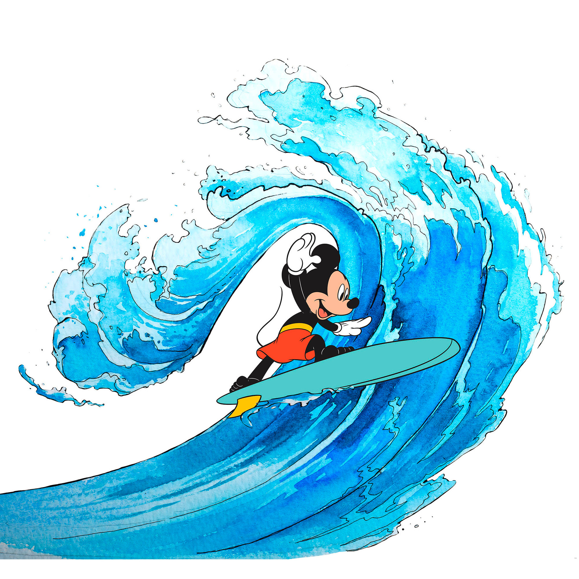Vlies behang - Mickey Surfing - 300 x 280 cm