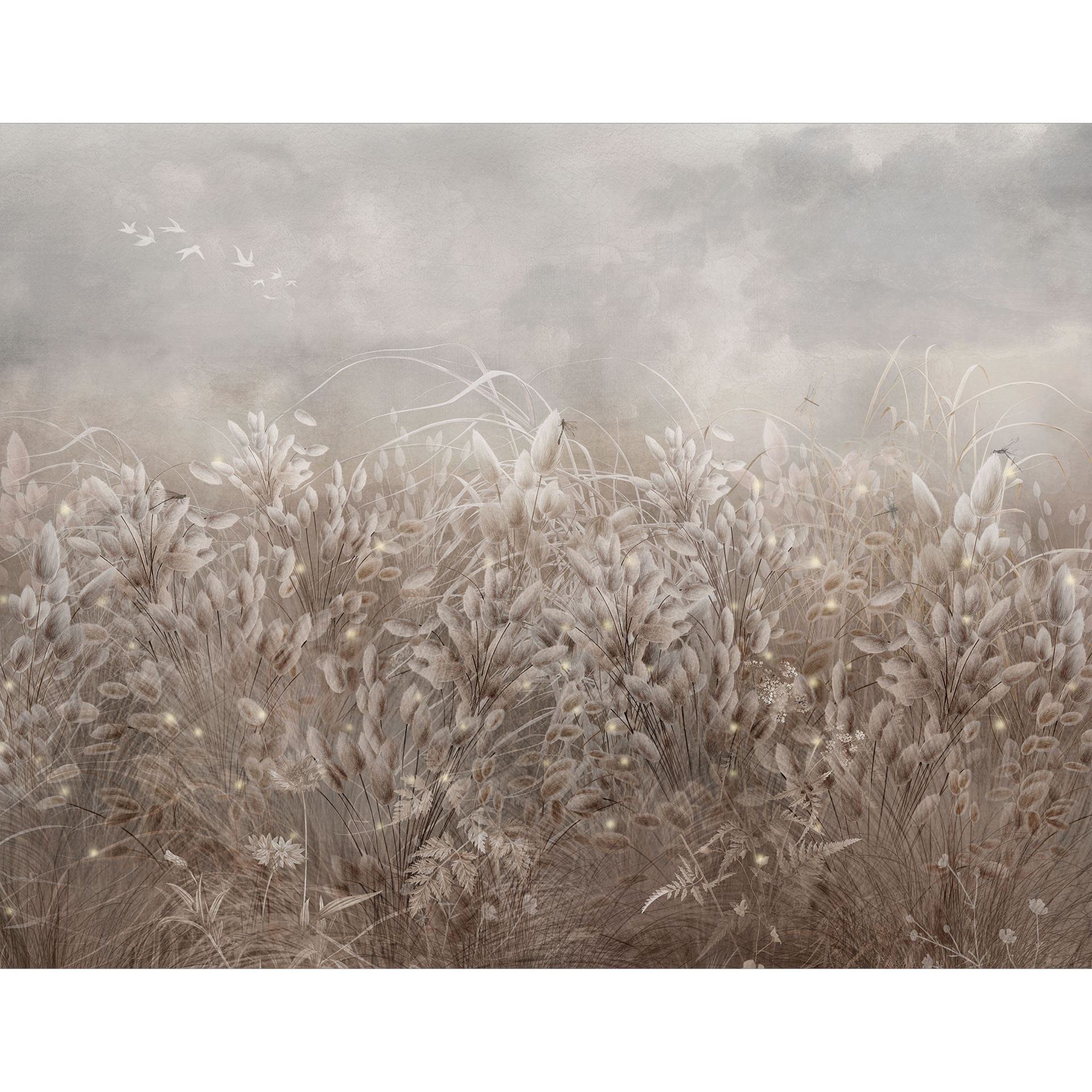 Botanische Fotobehang pampagras en grassen in beige - Ms Tiff