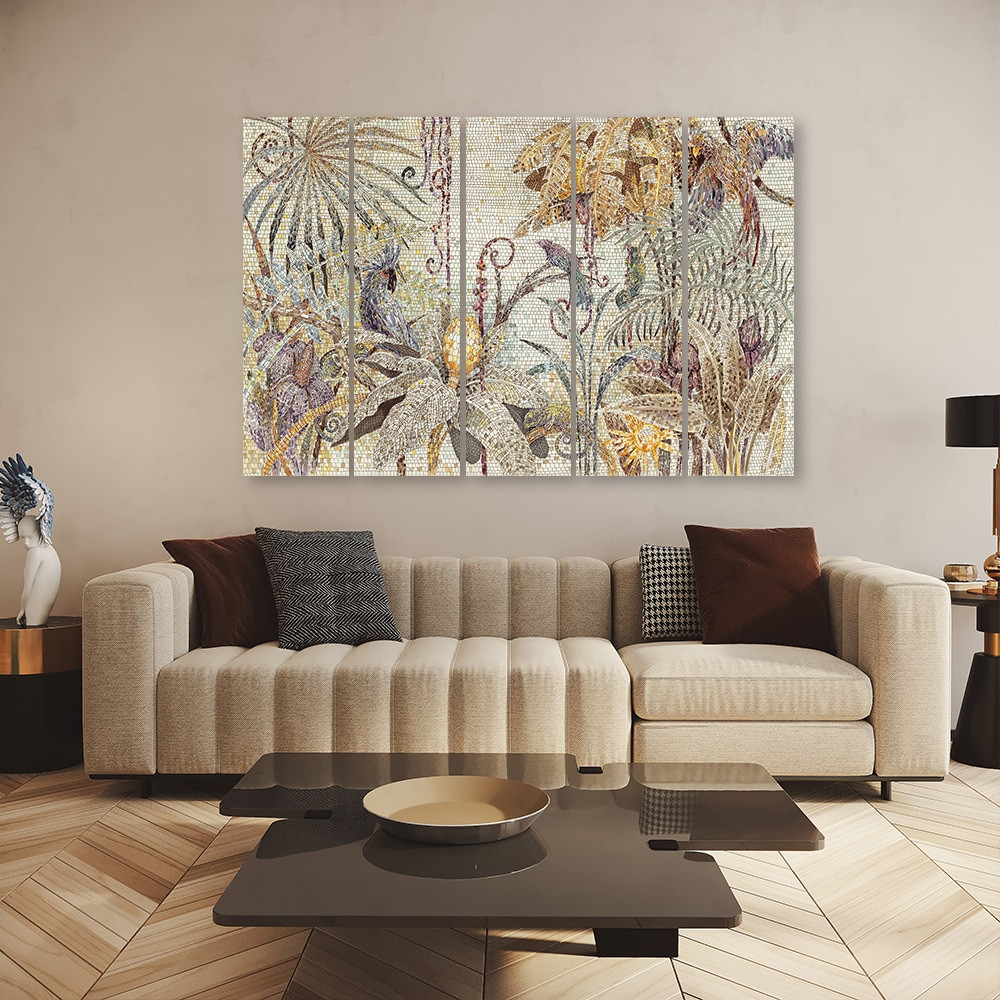 5 stykke lærredstryk Mosaikjungle