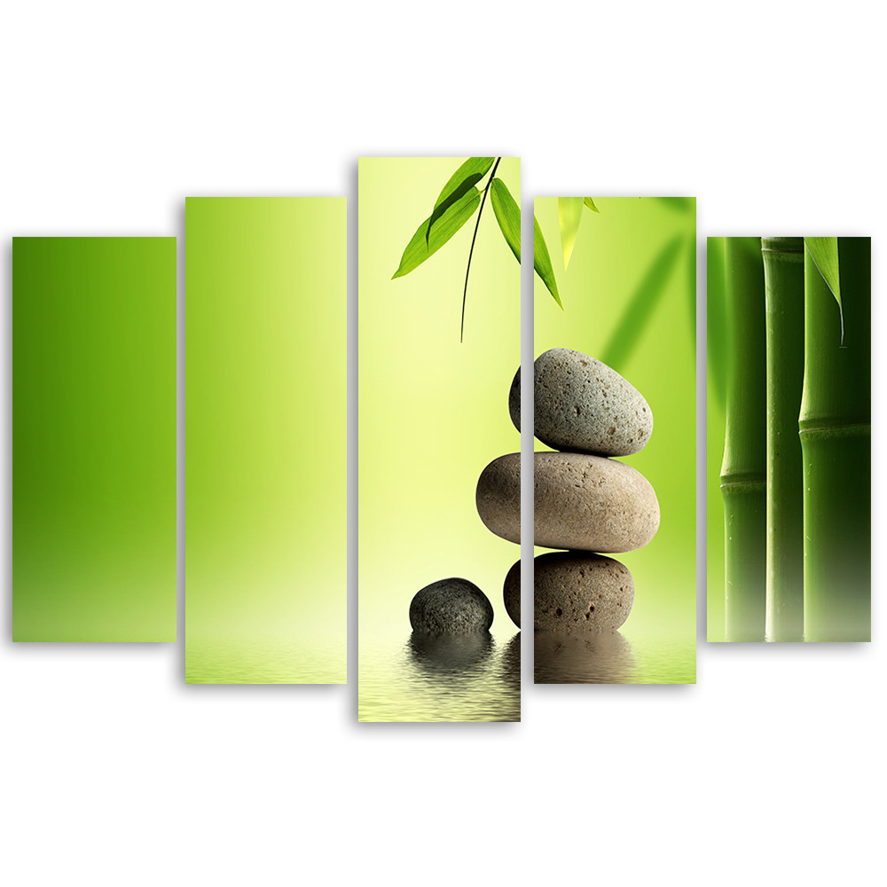 Lærred print 5 styk, GREEN Stones Bamboo Zen