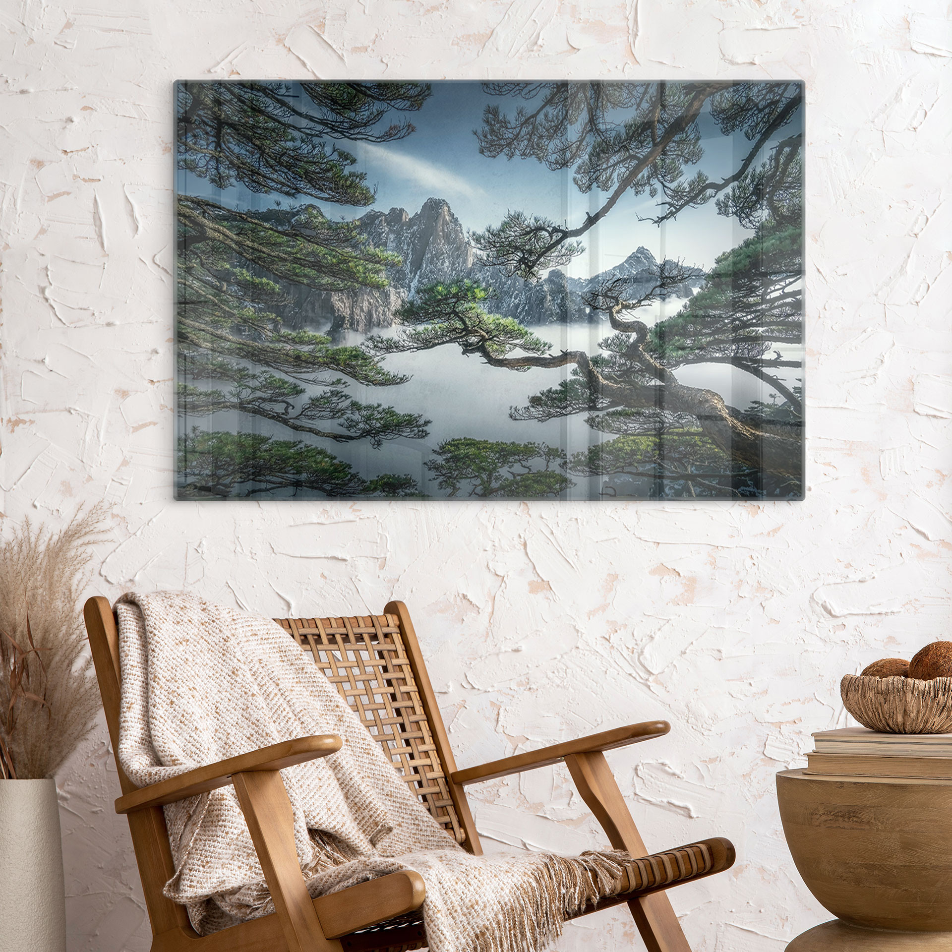 Glasbillede - af fyrreskov i Huang Shan-bjergene - NingYun Ye