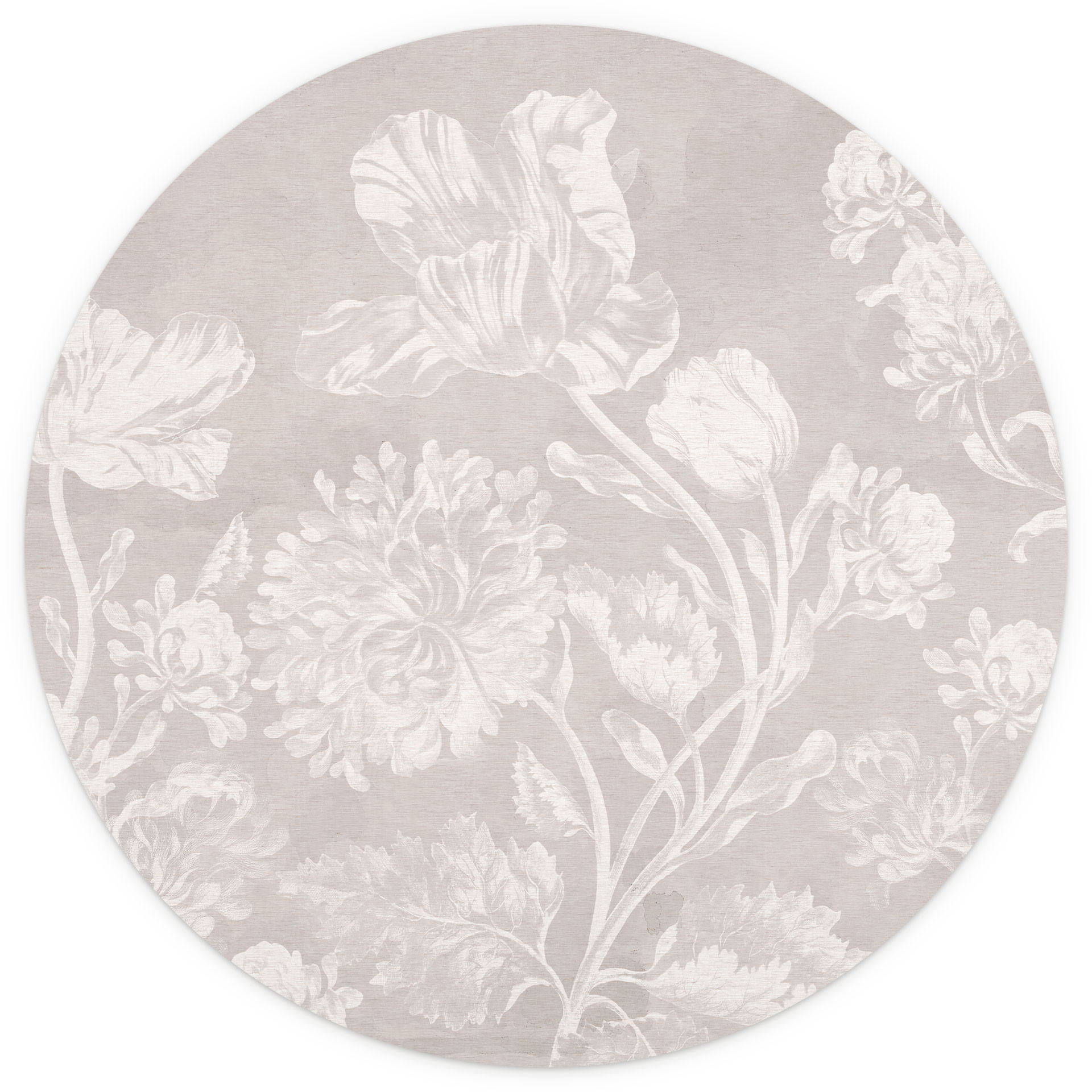 Fotobehang Wildflowers in krijtlook Beige - Bloemdecor - Rond - Zelfklevend/niet-geweven