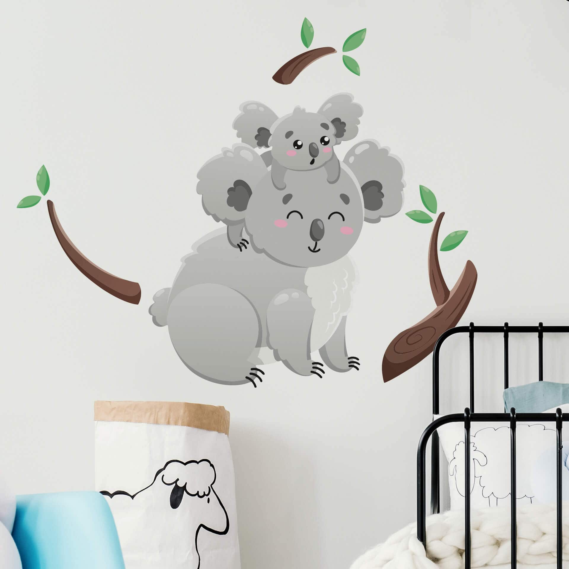 Wandtattoo Koala auf Papas Rücken