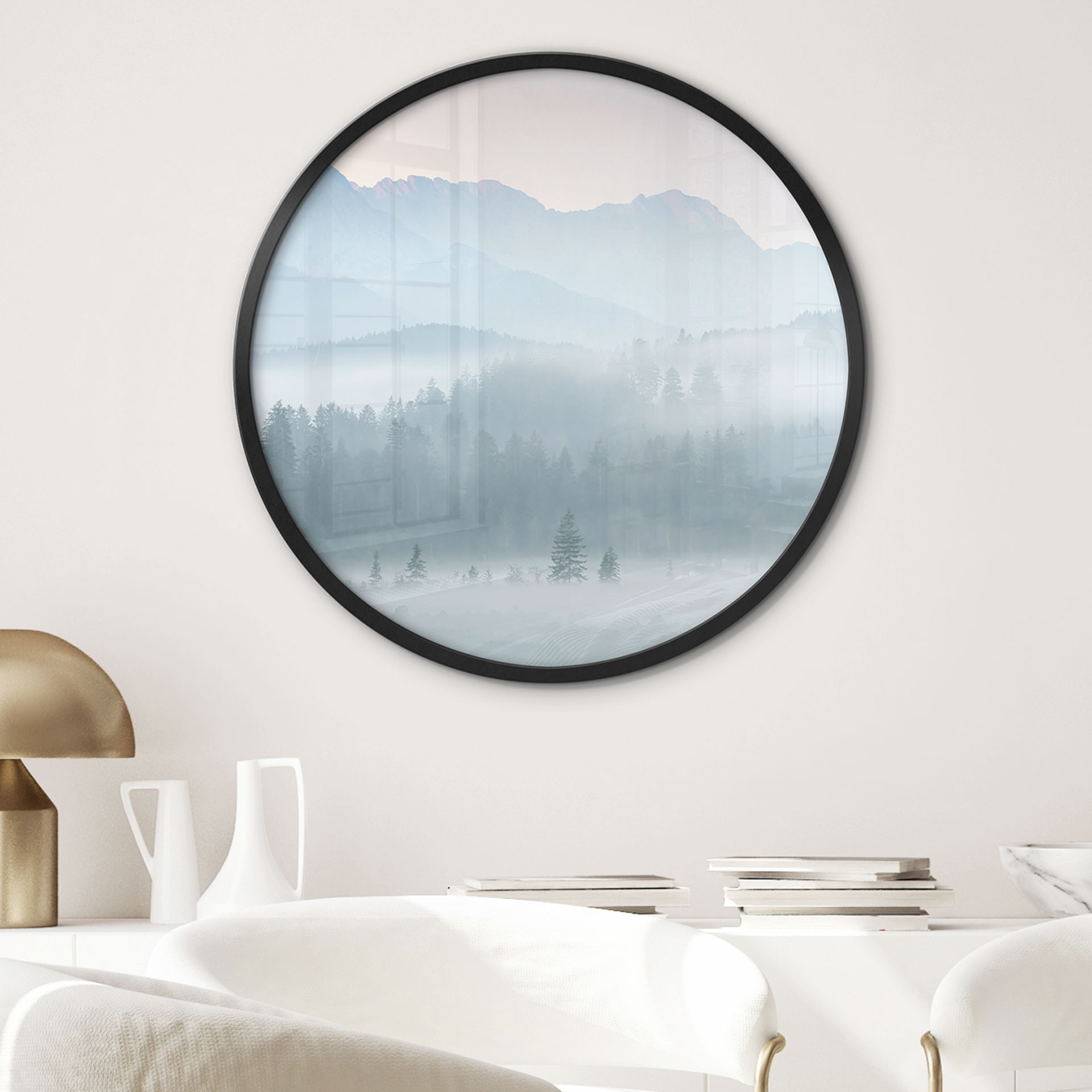 Poster Paysage forestier brumeux en automne - Eisenmann - Rond