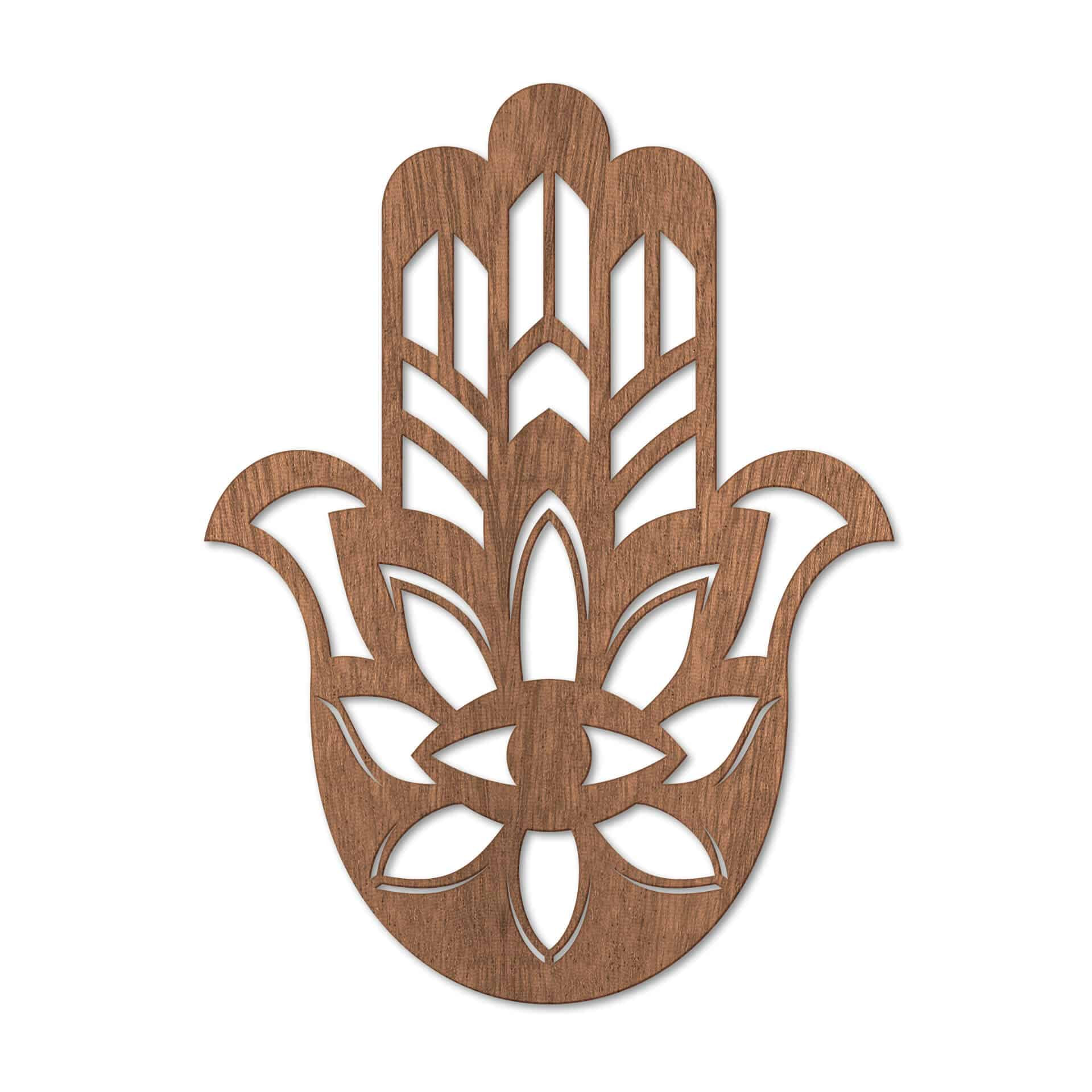 Dekoracja drewniana mahoń - Yoga Hamsa Hand