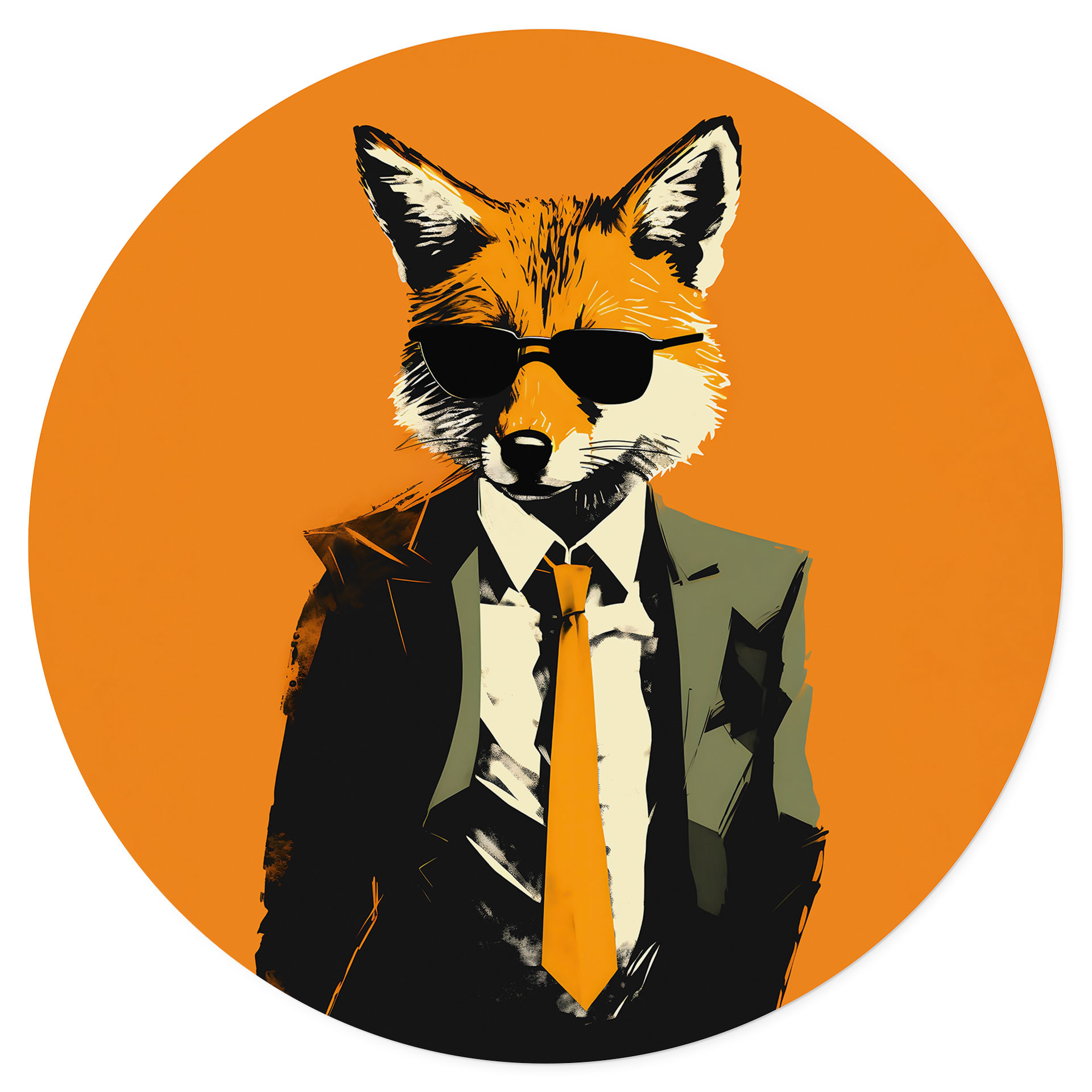 Naklejka na ścianę Cool fox in a suit - Magnusson - Round