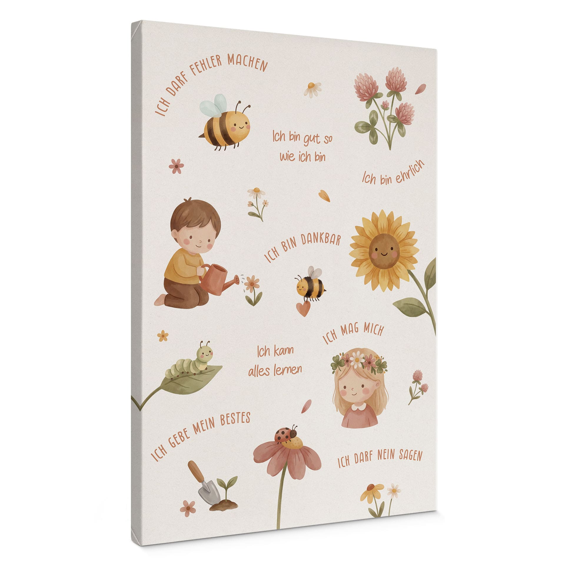 Leinwandbild - Affirmationen Blumen für Kinder