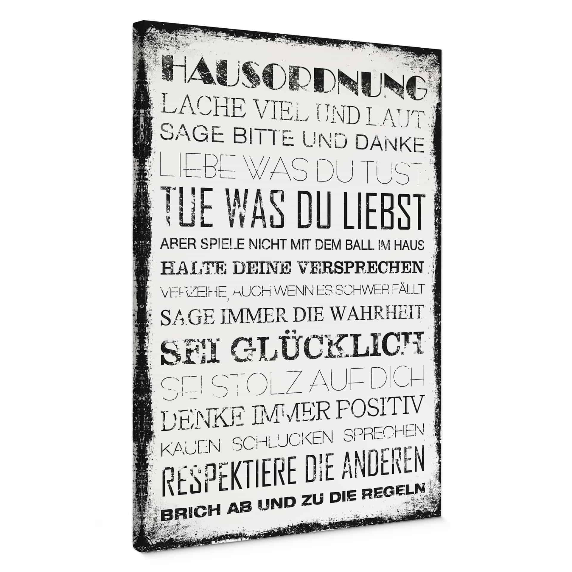 Leinwandbild Hausordnung