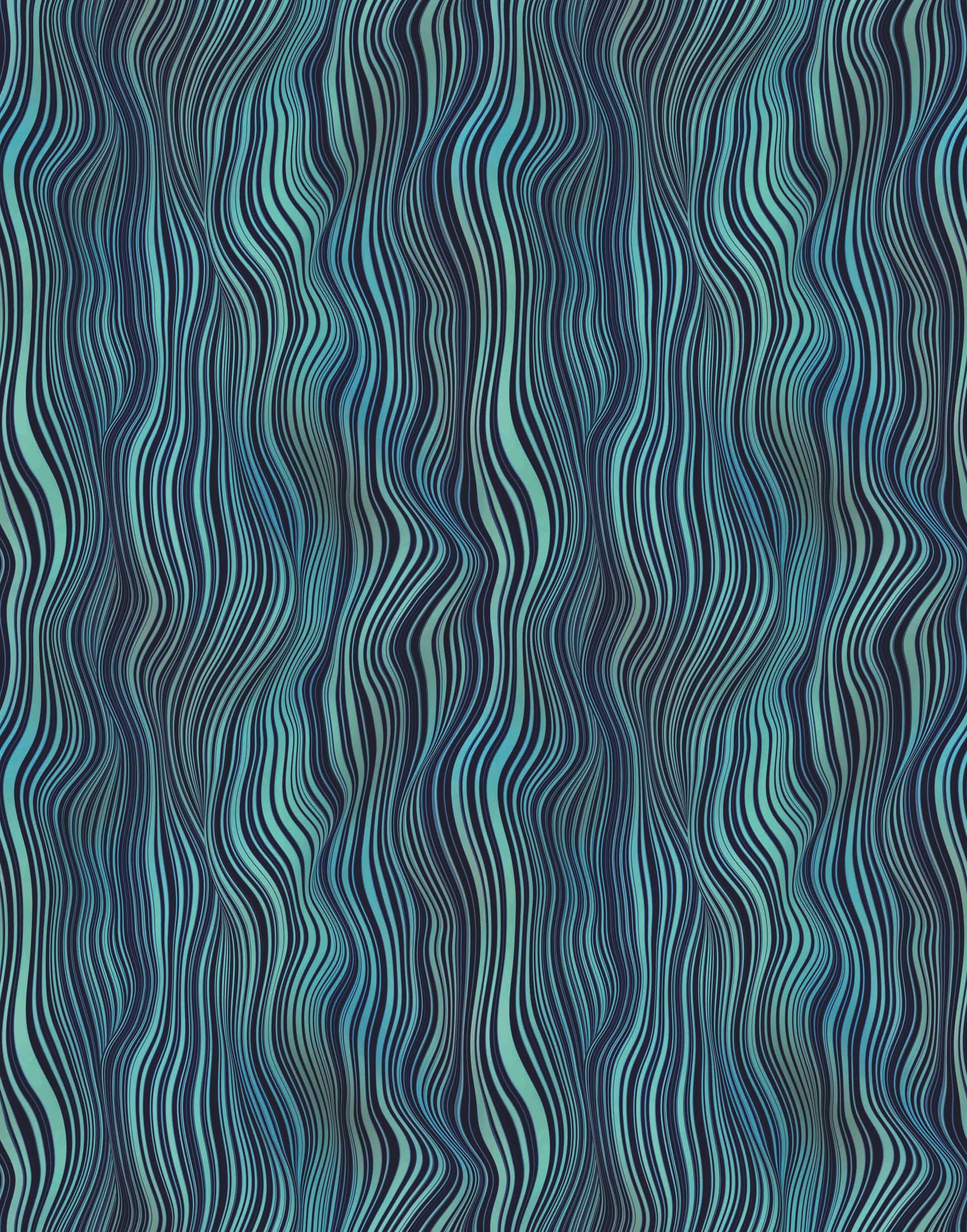 Papier peint photo Lignes ondulées en bleu et pétrole avec motif graphique à rayures 2,7 x 2,12 m