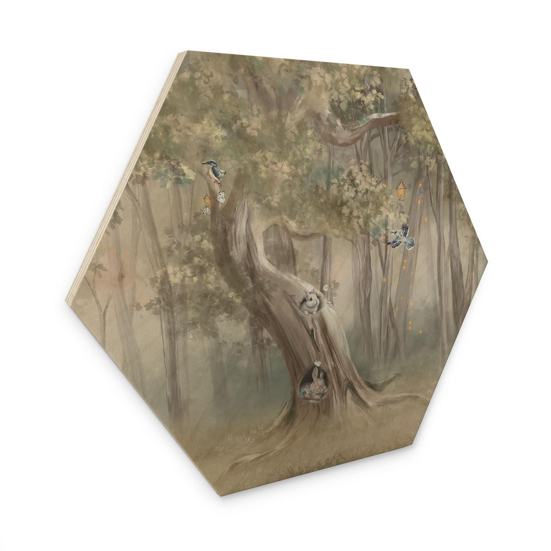 Houten Wanddecoratie schattige bosdieren tussen bomen - Ms Tiff