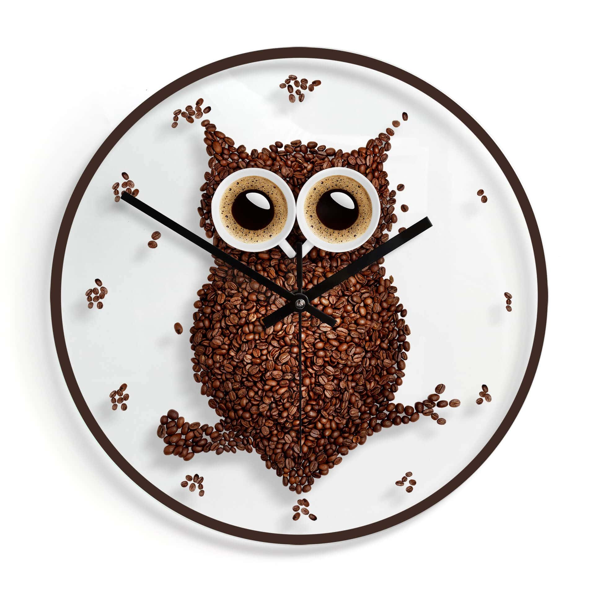 Horloge murale en verre - Hibou café