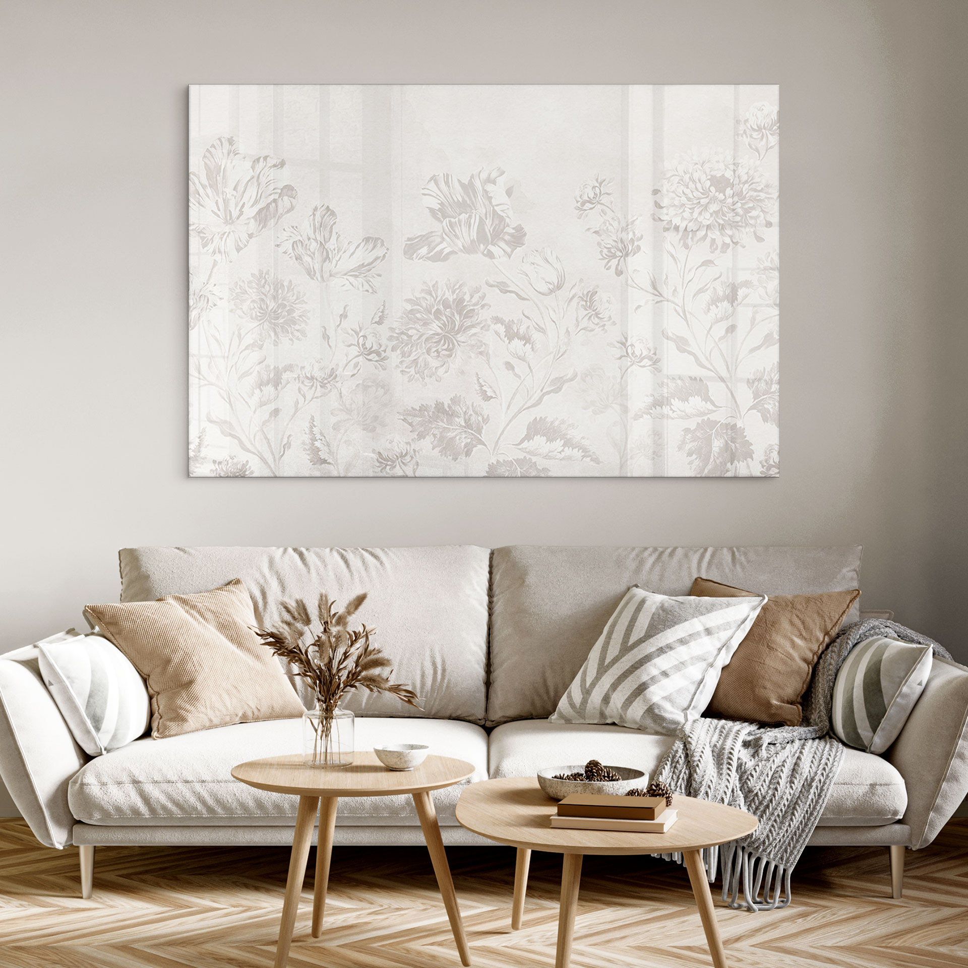 Akrylbillede Wildflowers i kridtlook Greige - Bloomery Decor