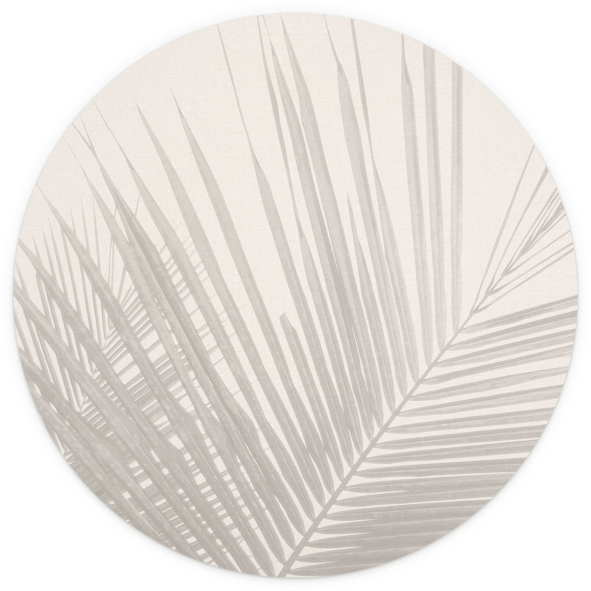 Linnen-effect palmbladeren Fotobehang - Bloemdecor - Rond - Zelfklevend/niet-geweven