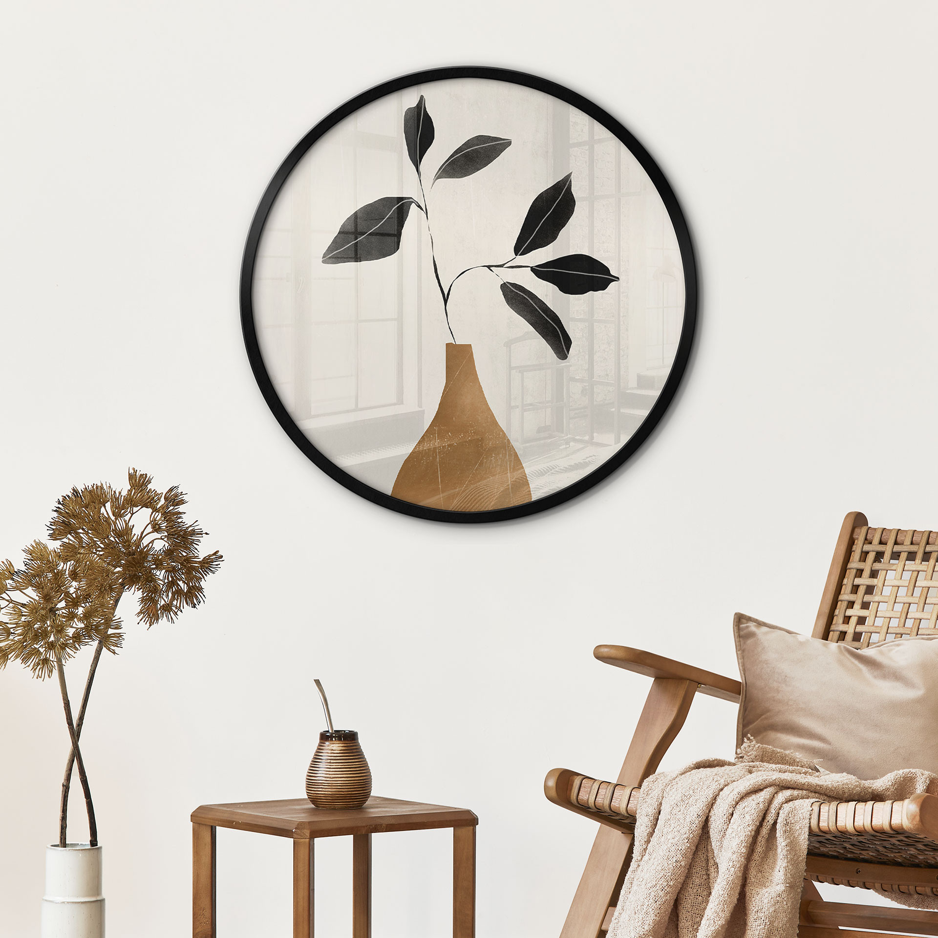 Poster Branche dans un vase doré - ThingDesign - Rond